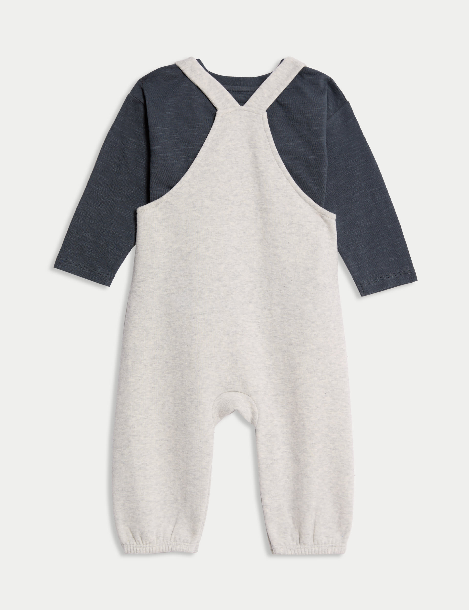 M&S Collection Boys 2pc Cotton Rich Top & Bottom Outfit (0-3 Yrs) - 12-18 - Grey Marl, Grey Marl