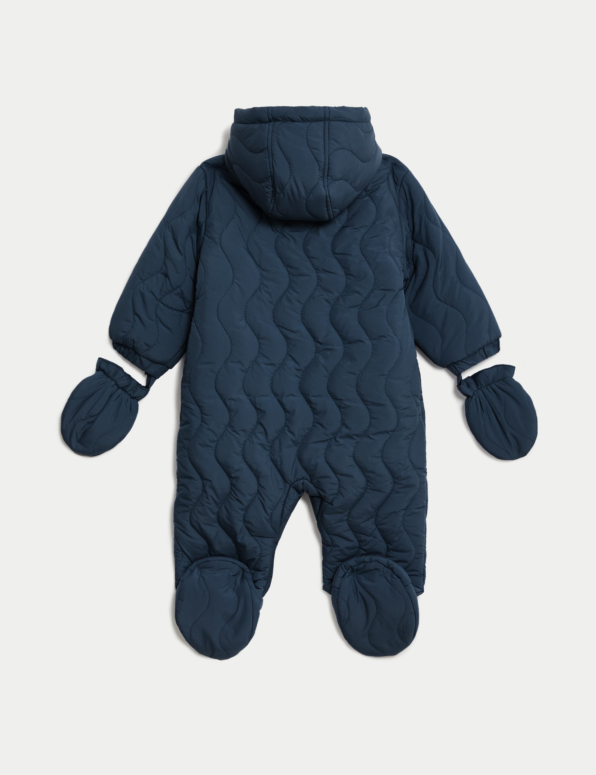 M&S Collection Boys Padded Hooded Snowsuit (0-3 Yrs) - 12-18 - Navy, Navy