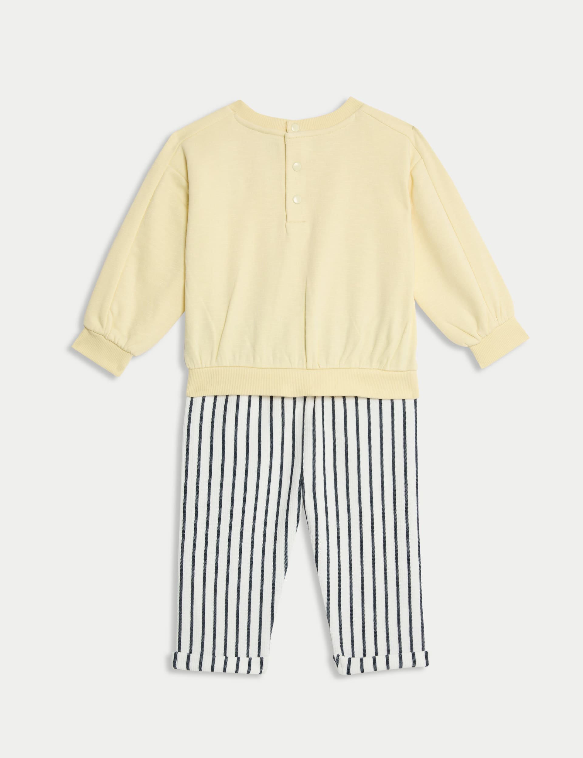 M&S Collection Boys 2pc Cotton Rich Striped Outfit (0 Mths-3 Yrs) - 12-18 - Yellow Mix, Yellow Mix