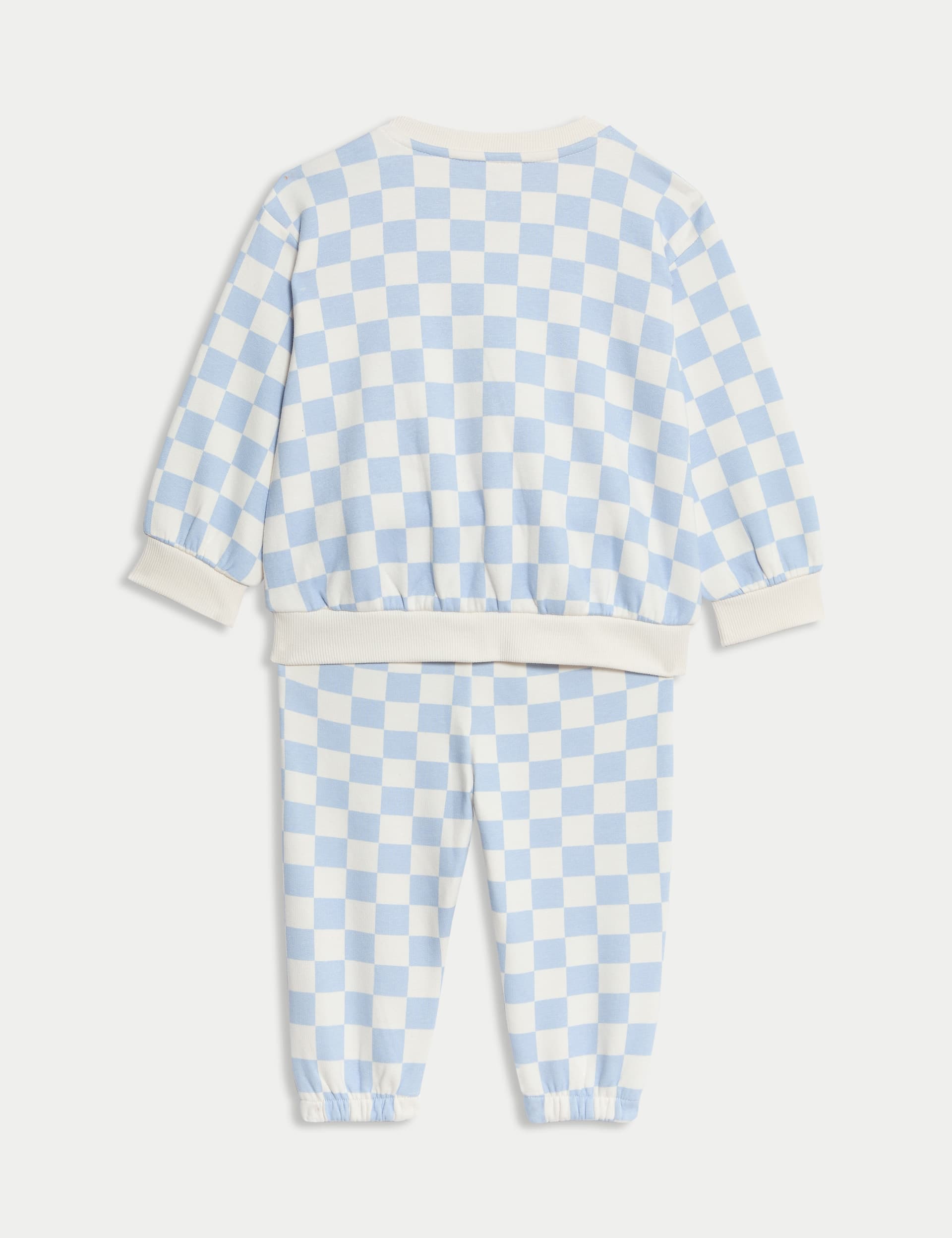 M&S Collection Boys Cotton Rich Checked Outfit (0-3 Yrs) - 18-24 - Blue Mix, Blue Mix