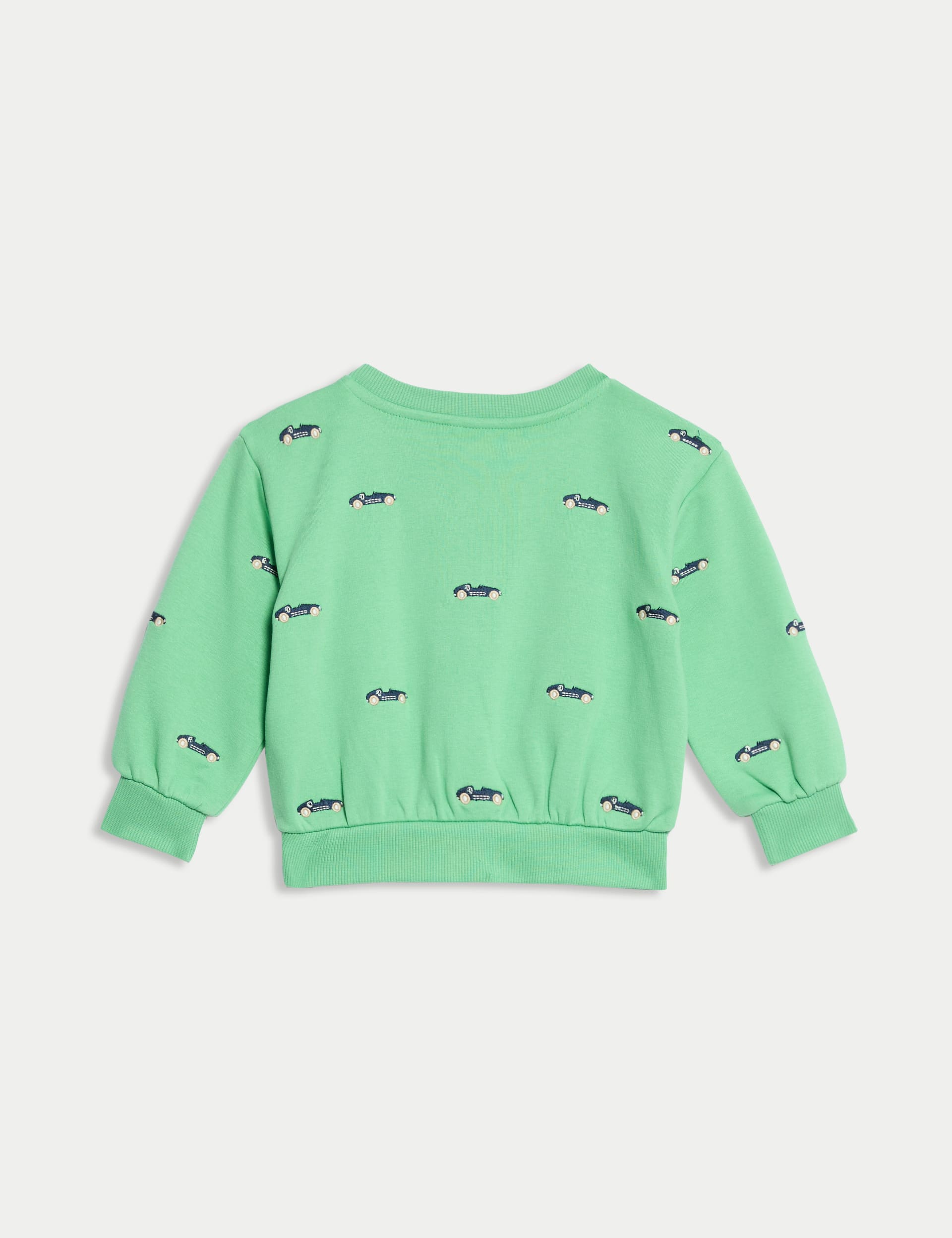 M&S Collection Boys Pure Cotton Embroidered Sweatshirt (0-3 Yrs) - 12-18 - Green, Green