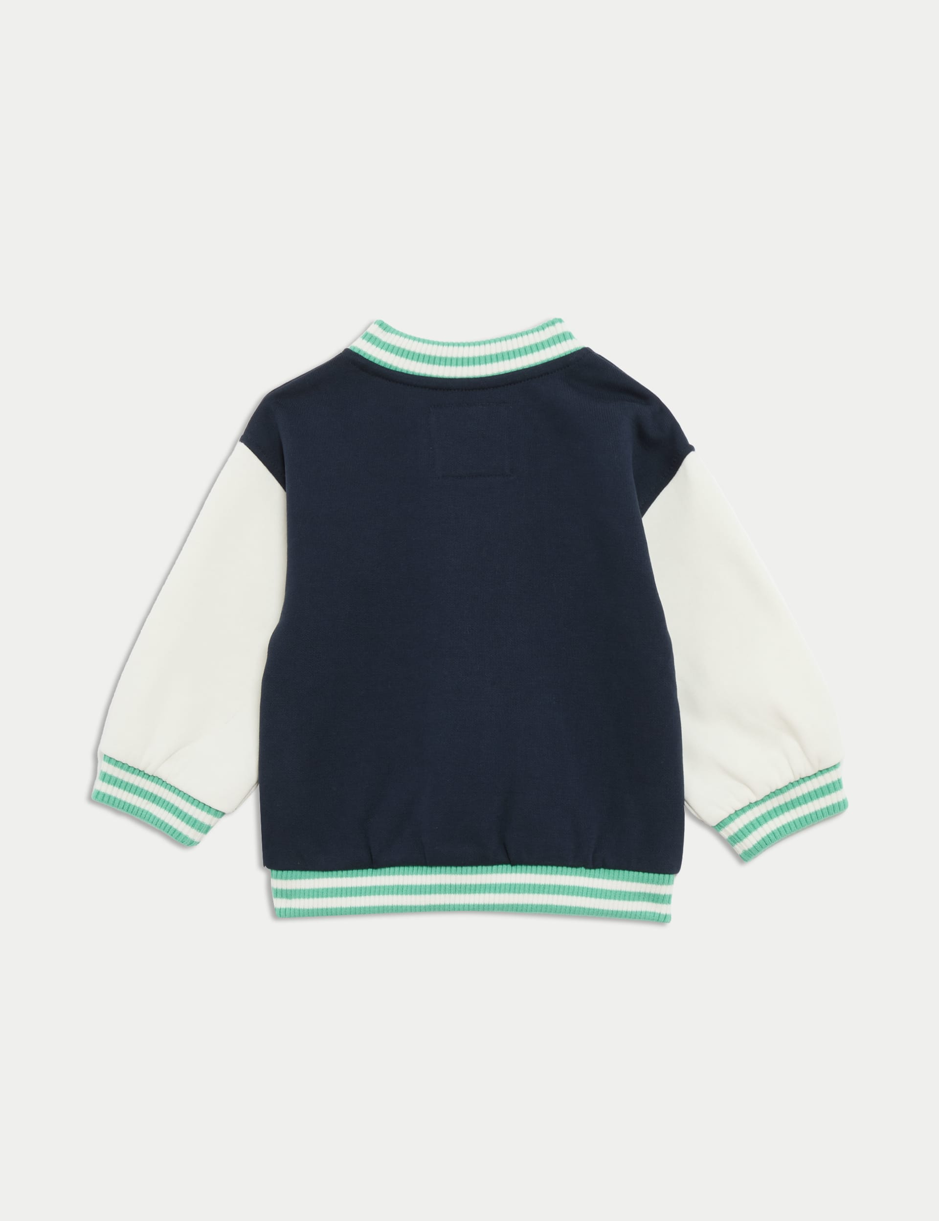 M&S Collection Boys Cotton Rich Baseball Bomber Jacket (0-6 Yrs) - 12-18 - Navy Mix, Navy Mix