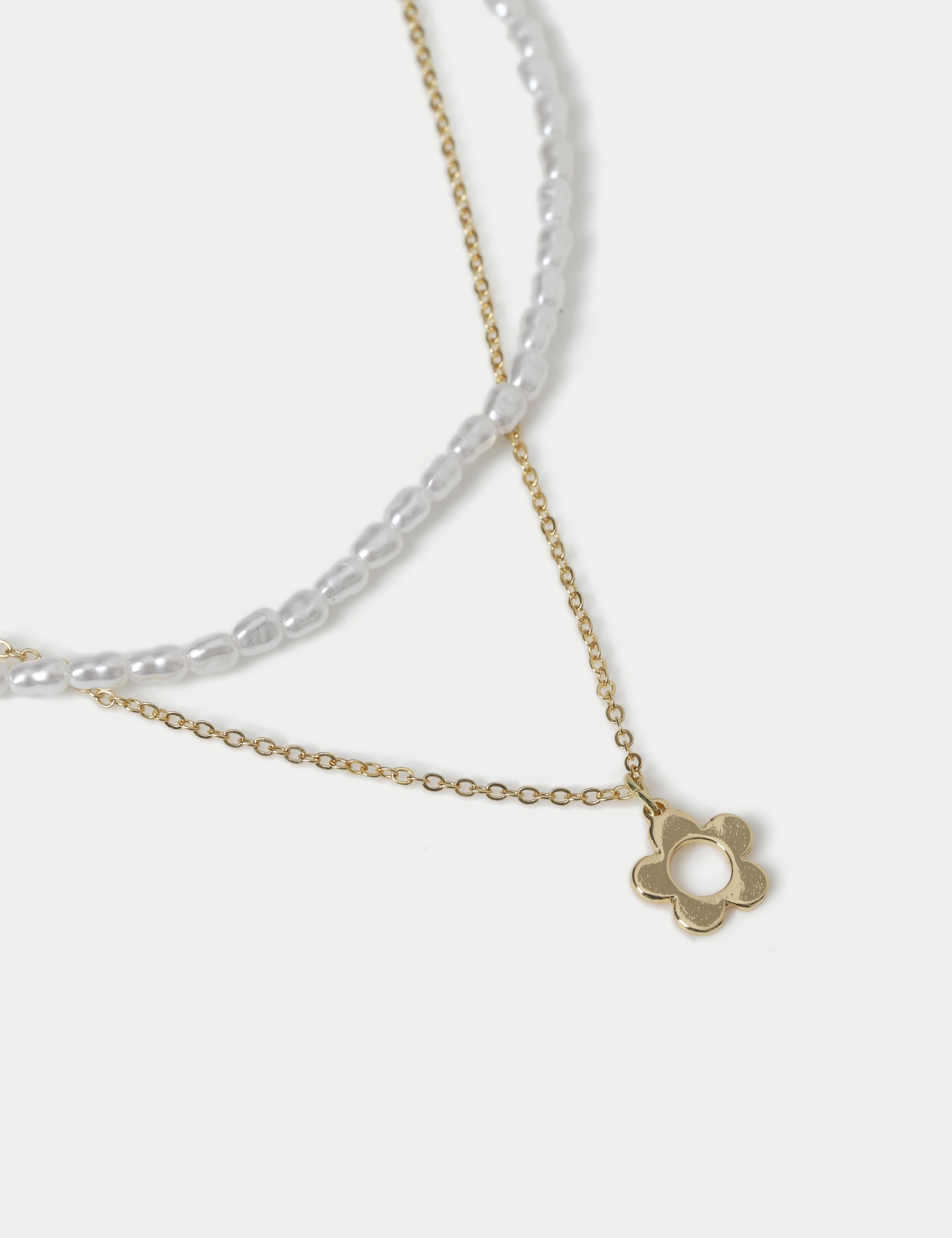 M&S Collection Flower Necklace - Gold, Gold