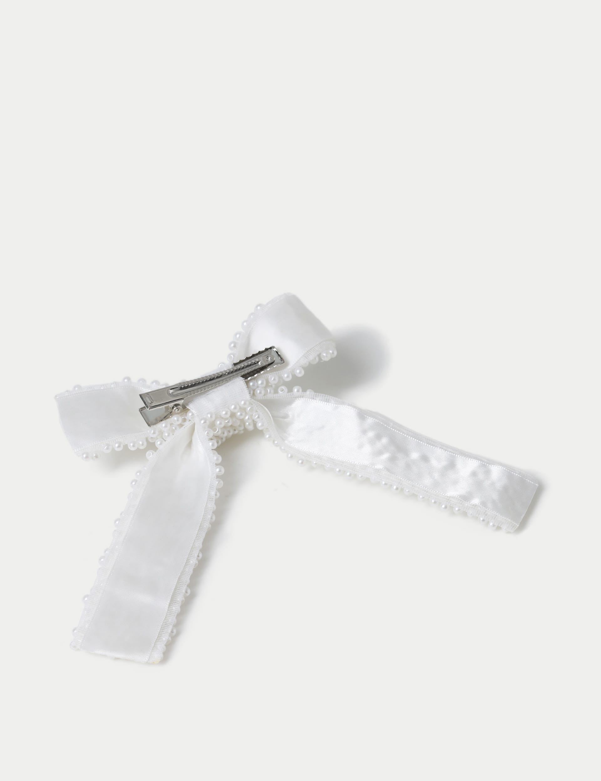 M&S Collection Pearl Embellished Bow - White, White