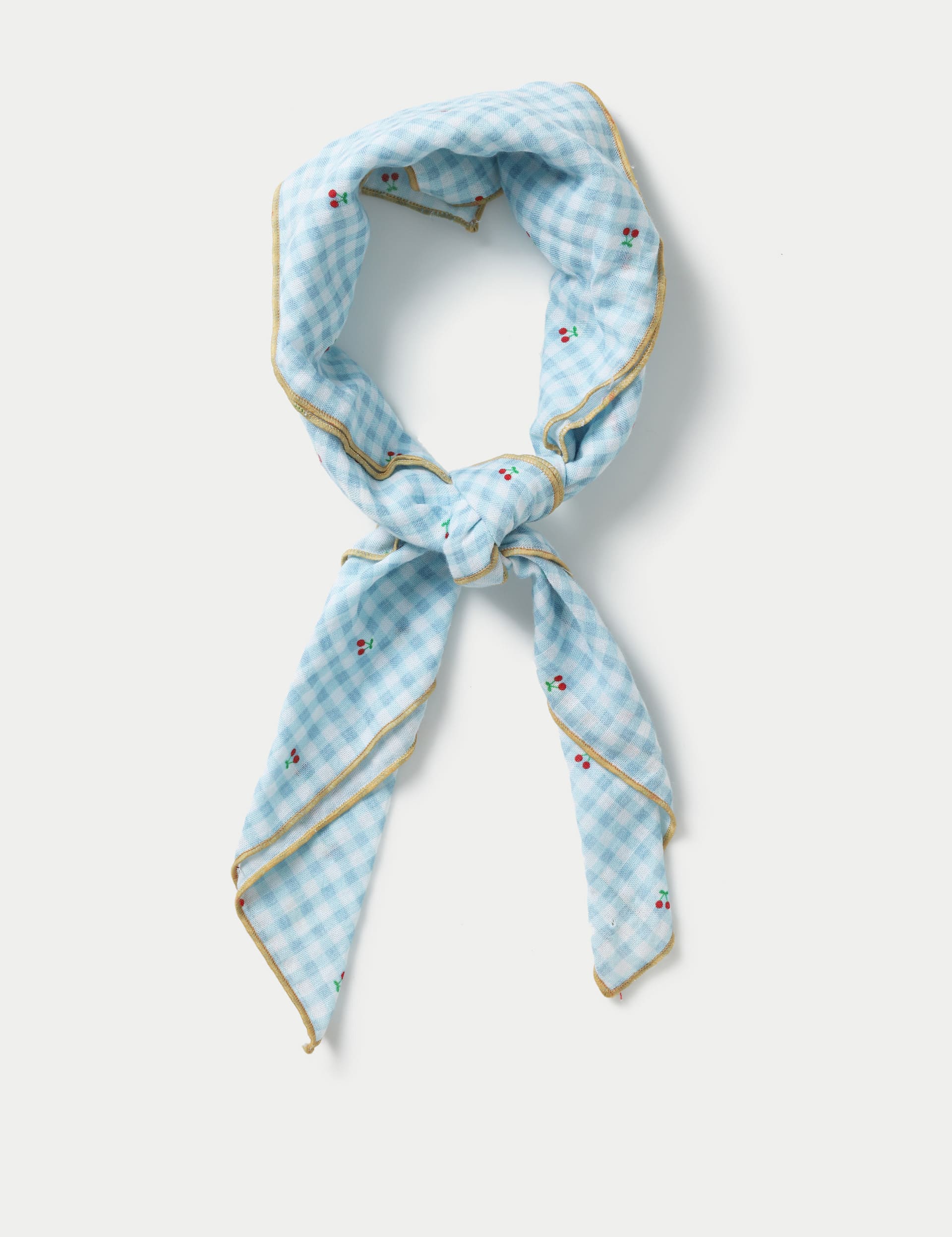 M&S Collection Cherry Gingham Neckerchief - Blue, Blue