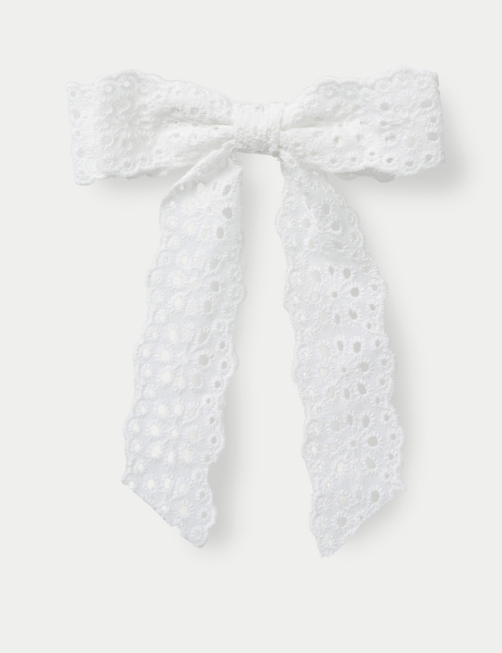 M&S Collection Broderie Bow - Cream, Cream