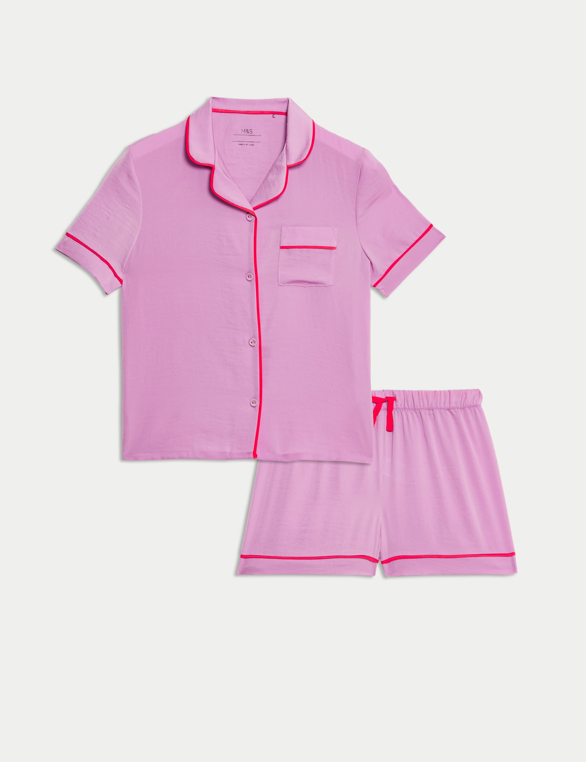 M&S Collection Girls Satin Revere Pyjamas (3-16 Yrs) - 12-13 - Light Pink, Light Pink