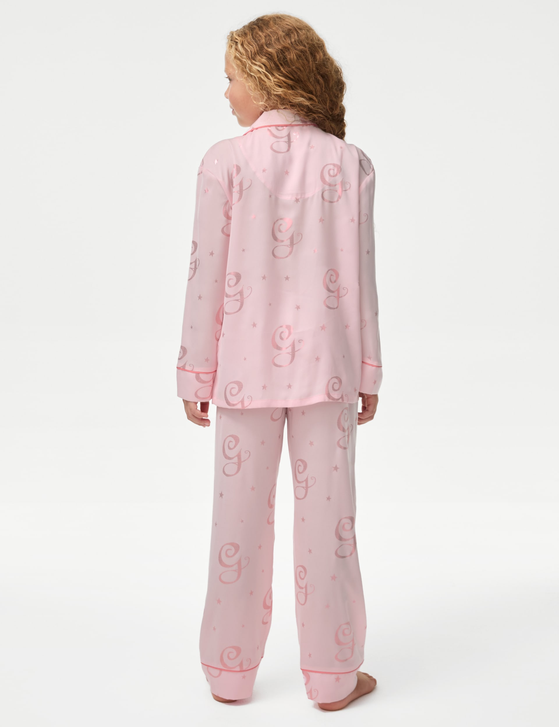 M&S Collection Girls Satin Wicked Glinda Pyjamas with Eye Mask (6-16 Yrs) - 8-9 Y - Pink, Pink