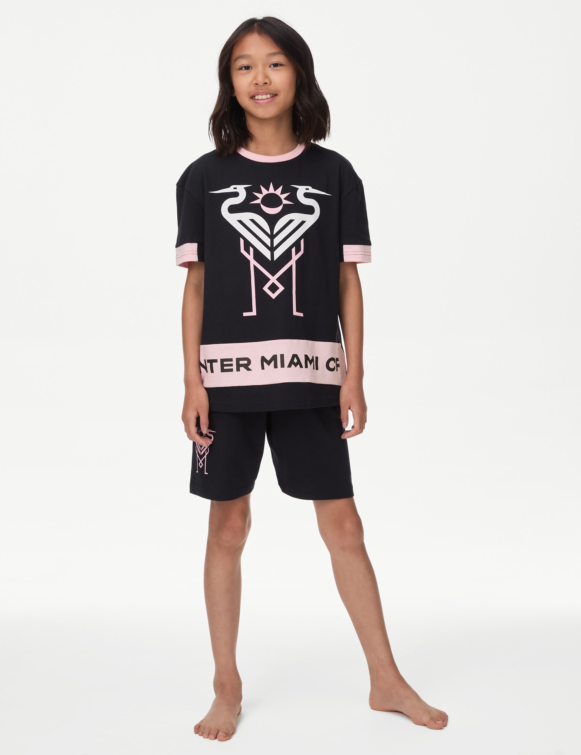 M&S Collection Inter Miami Soccer Pyjamas (6-16 Yrs) - 13-14 - Black Mix, Black Mix