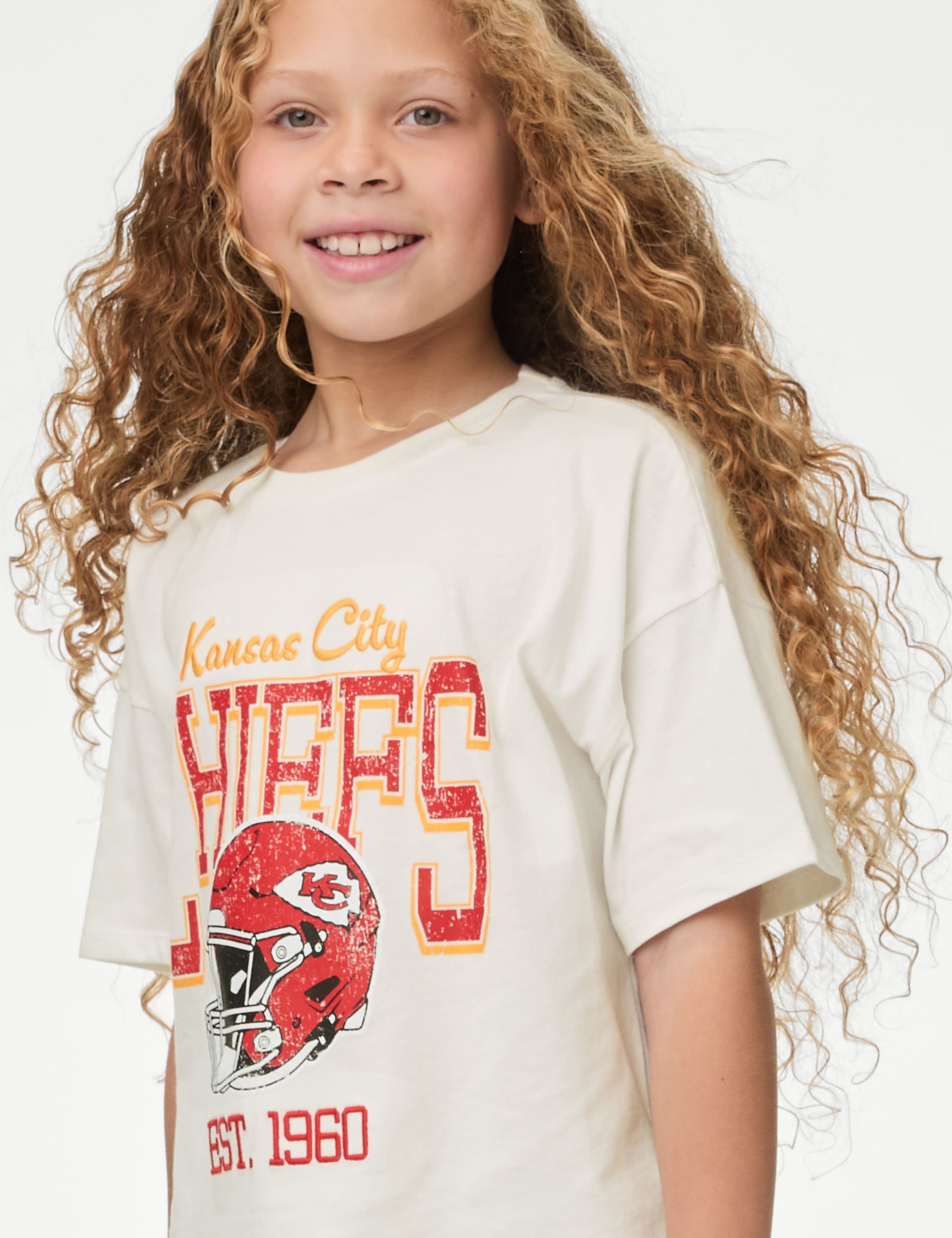 M&S Collection Girls Kansas City Chiefs Pyjamas (6-16 Yrs) - 13-14 - Ivory Mix, Ivory Mix