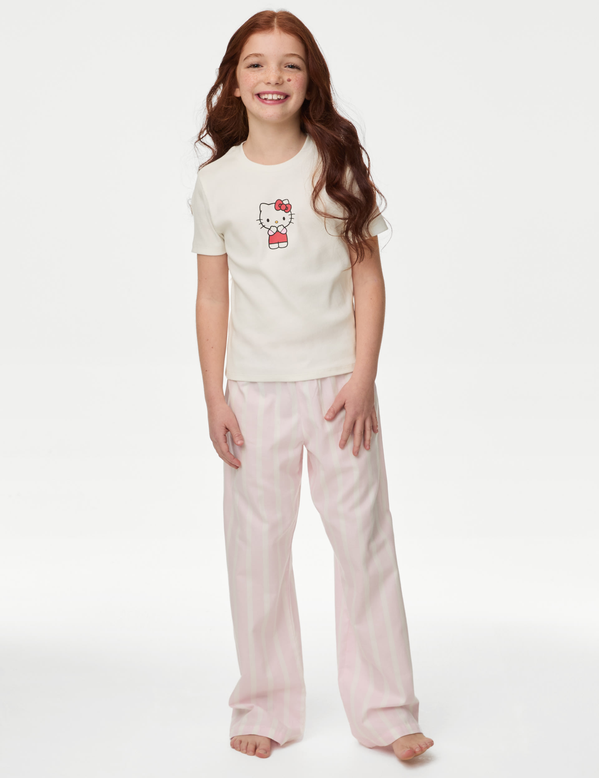 M&S Collection Girls Cotton Rich Hello Kitty Pyjamas (3-16 Yrs) - 3-4 Y - Pink Mix, Pink Mix