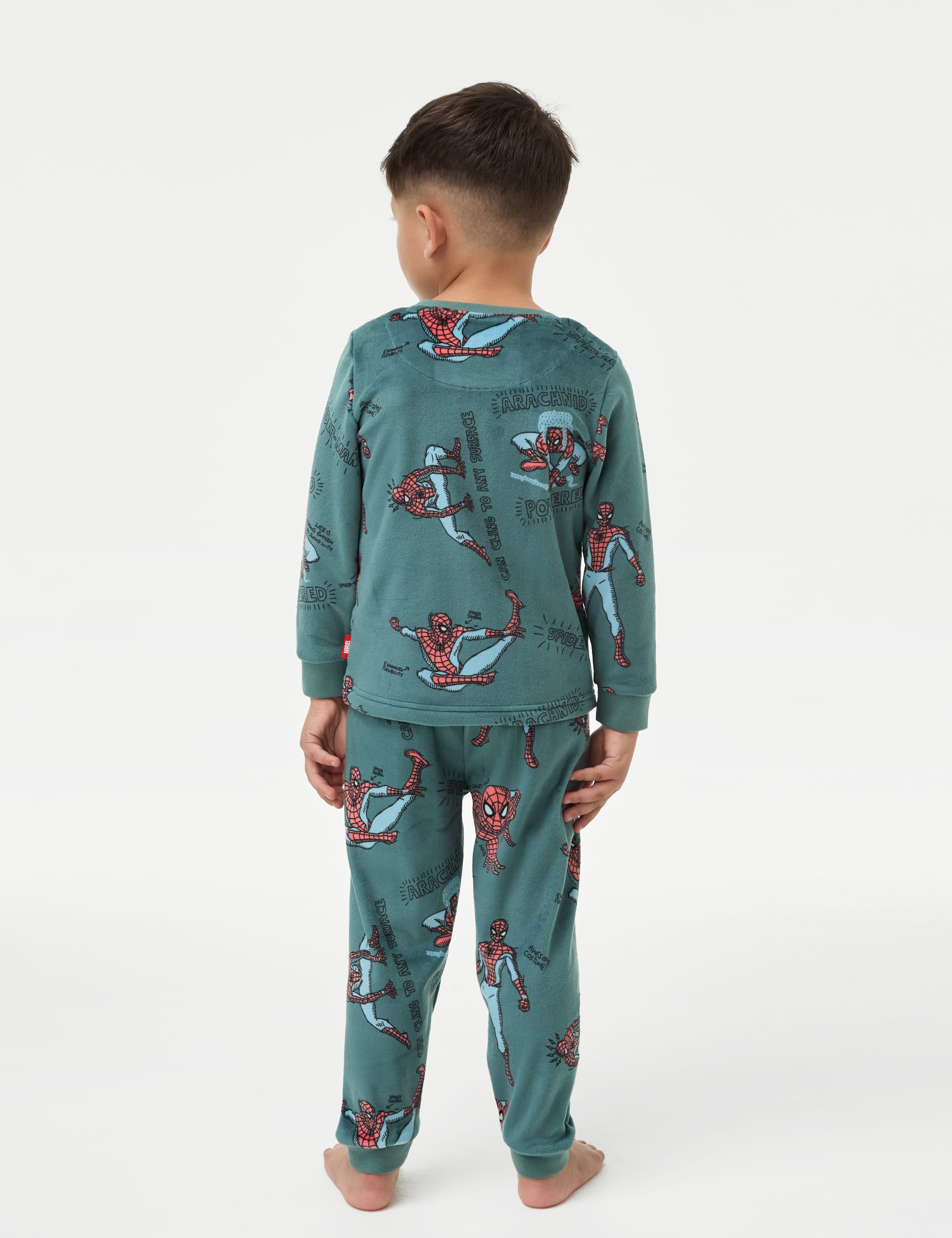 M&S Collection Boys Spider-Man Velour Pyjamas (2-8 Yrs) - 4-5 Y - Green Mix, Green Mix