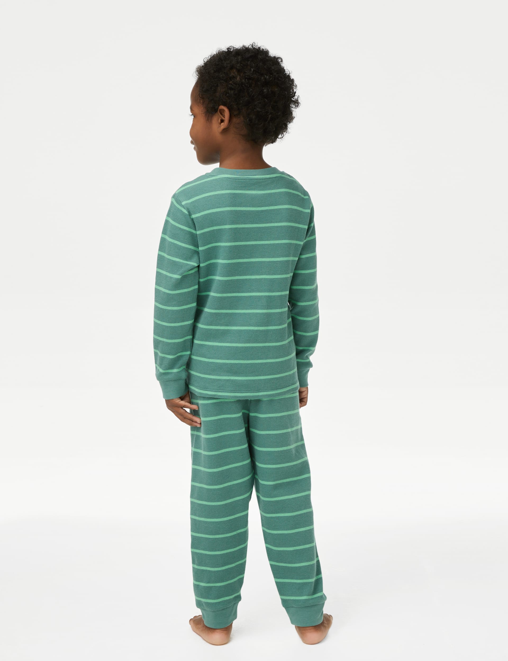 M&S Collection Boys Pure Cotton Striped Pyjamas (1-16 Yrs) - 12-13 - Green, Green