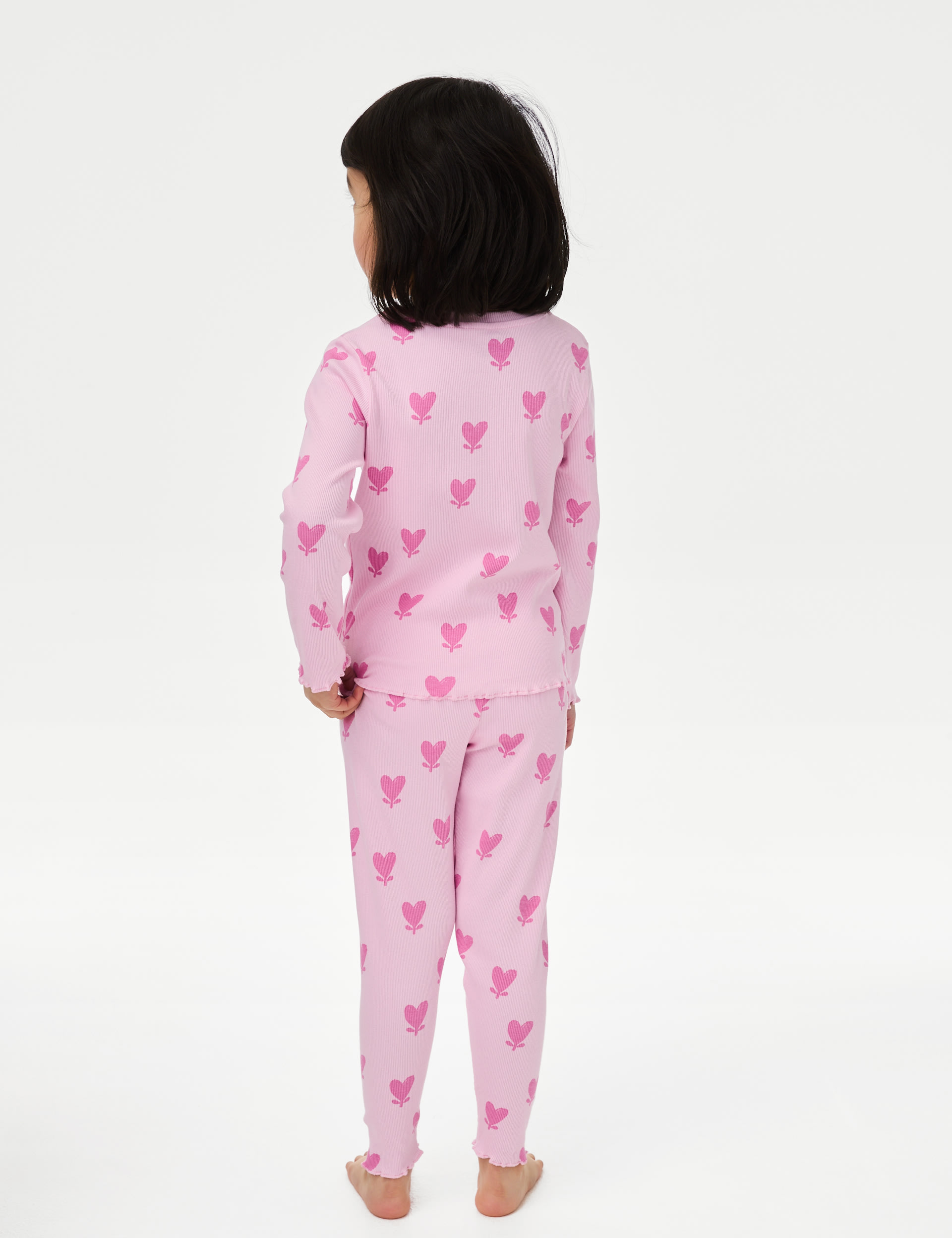 M&S Collection Girls Cotton Rich Hearts Pyjamas (1-8 Yrs) - 2-3 Y - Pink Mix, Pink Mix