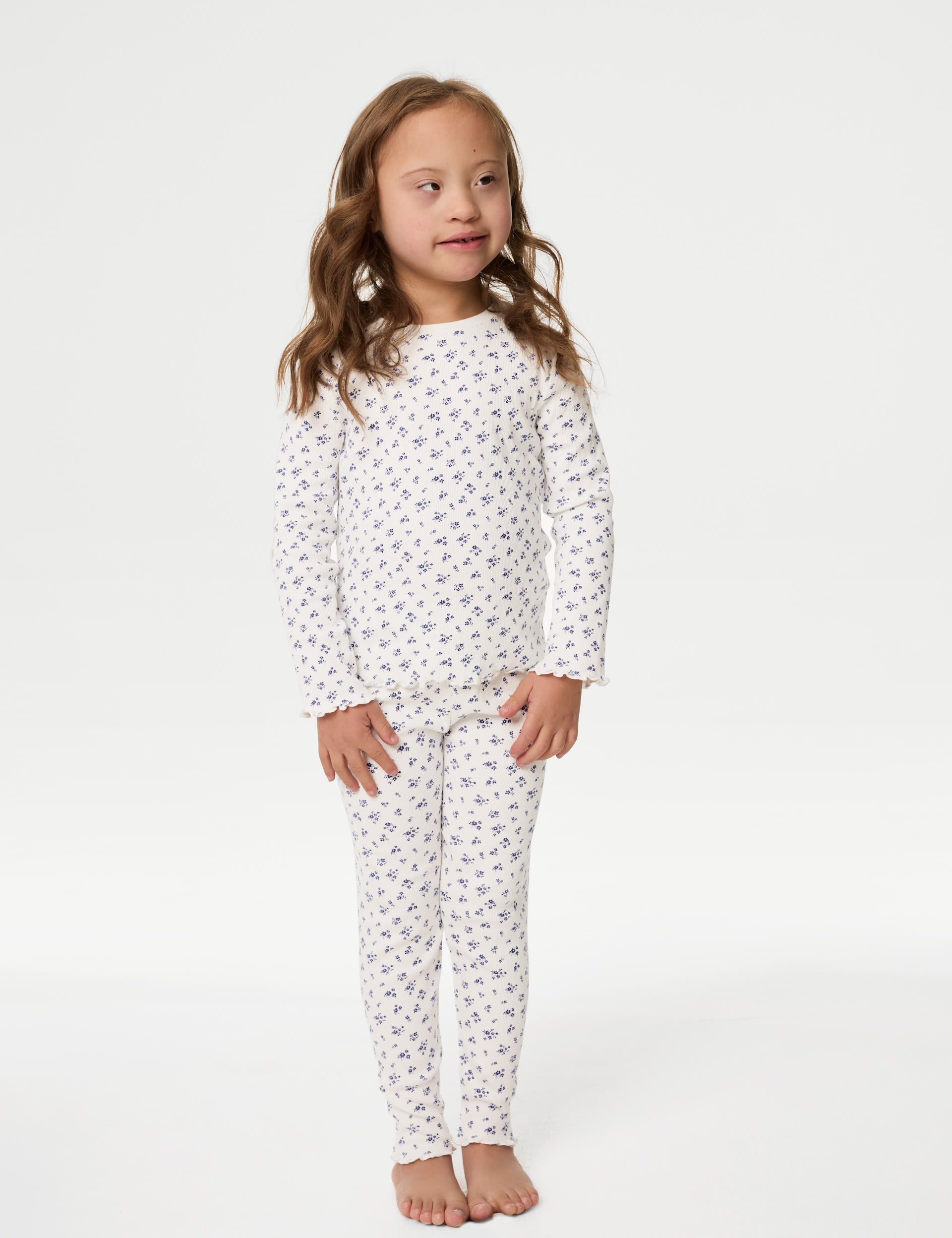 M&S Collection Girls Cotton Rich Floral Pyjamas (1-8 Yrs) - 2-3 Y - Ivory, Ivory