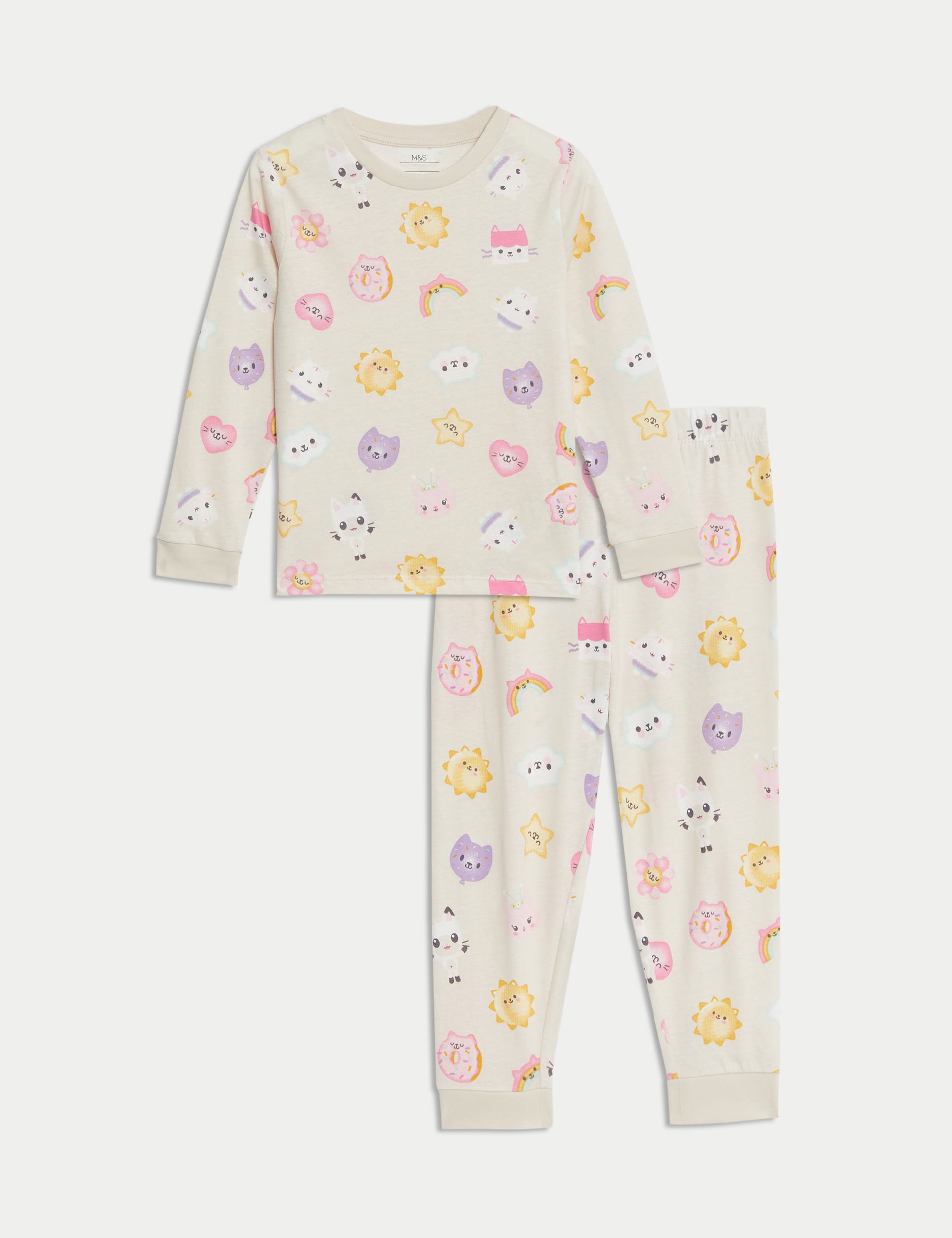 M&S Collection Girls Pure Cotton Gabby's Dollhouse Pyjamas (1-7 Yrs) - 2-3 Y - Light Pink, Light Pi