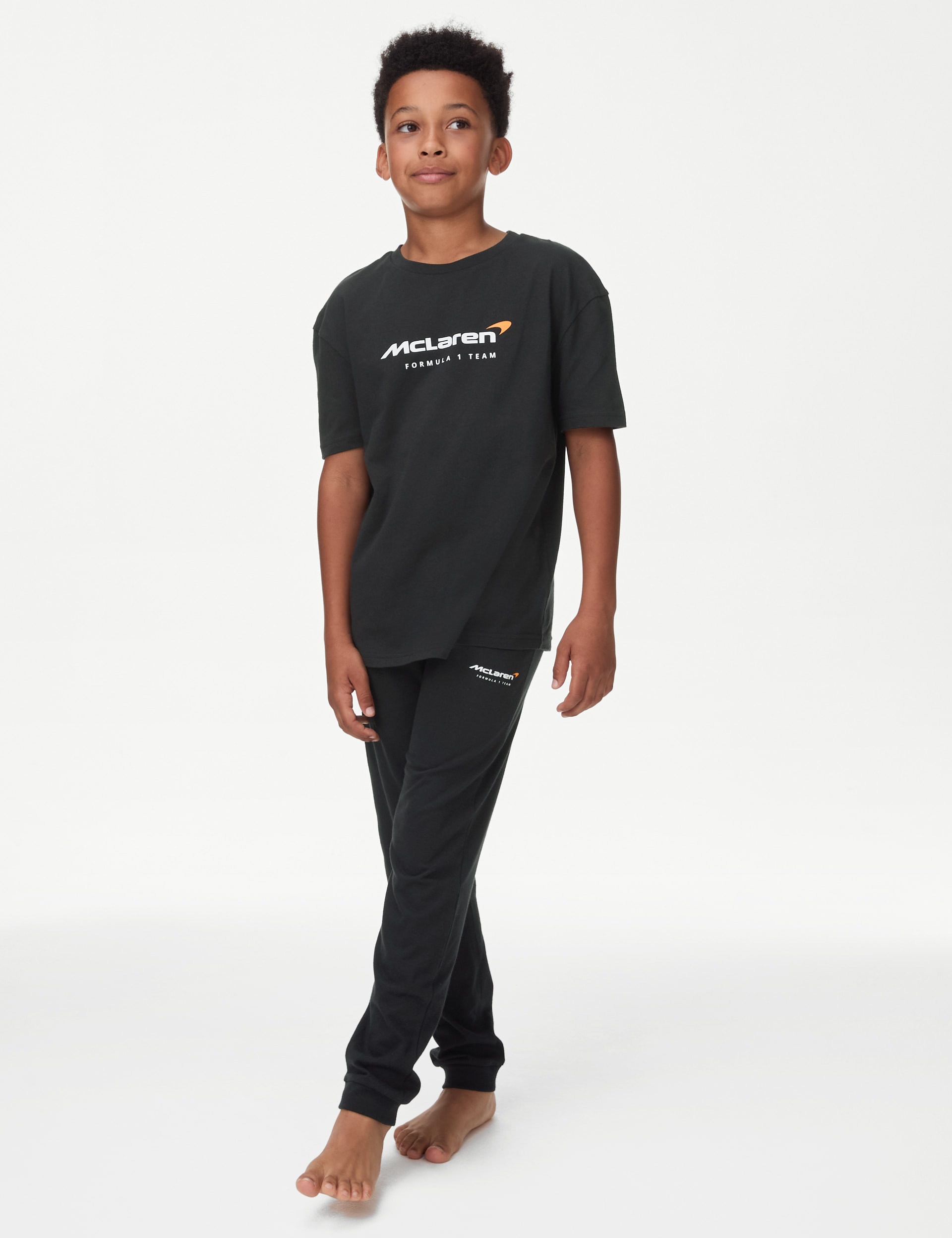 M&S Collection Boys Pure Cotton McLaren Patterned Pyjamas (6-16 Yrs) - 10-11 - Black Mix, Black Mix