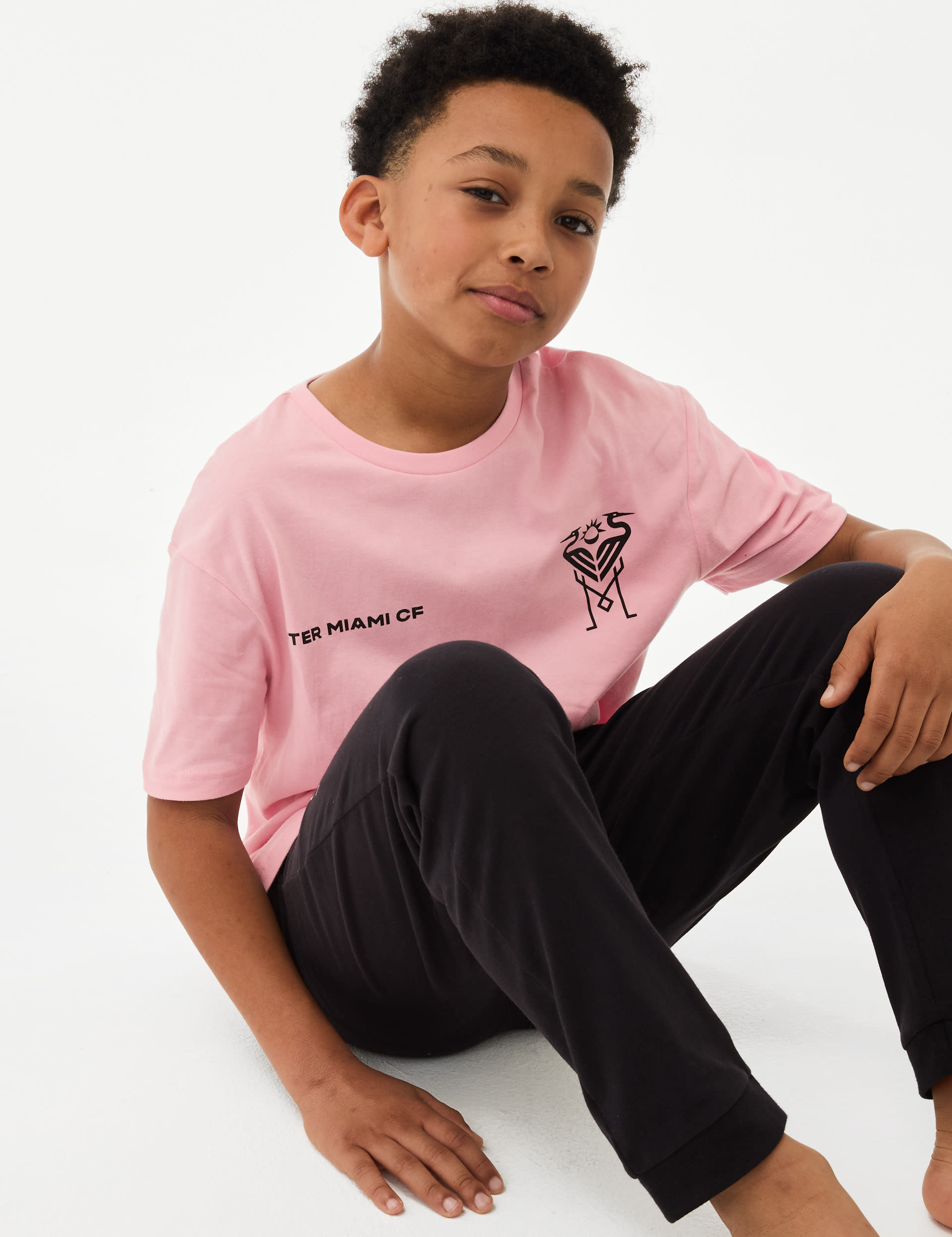 M&S Collection Boys Inter Miami Football Pyjamas (6-16 Yrs) - 15-16 - Pink Mix, Pink Mix