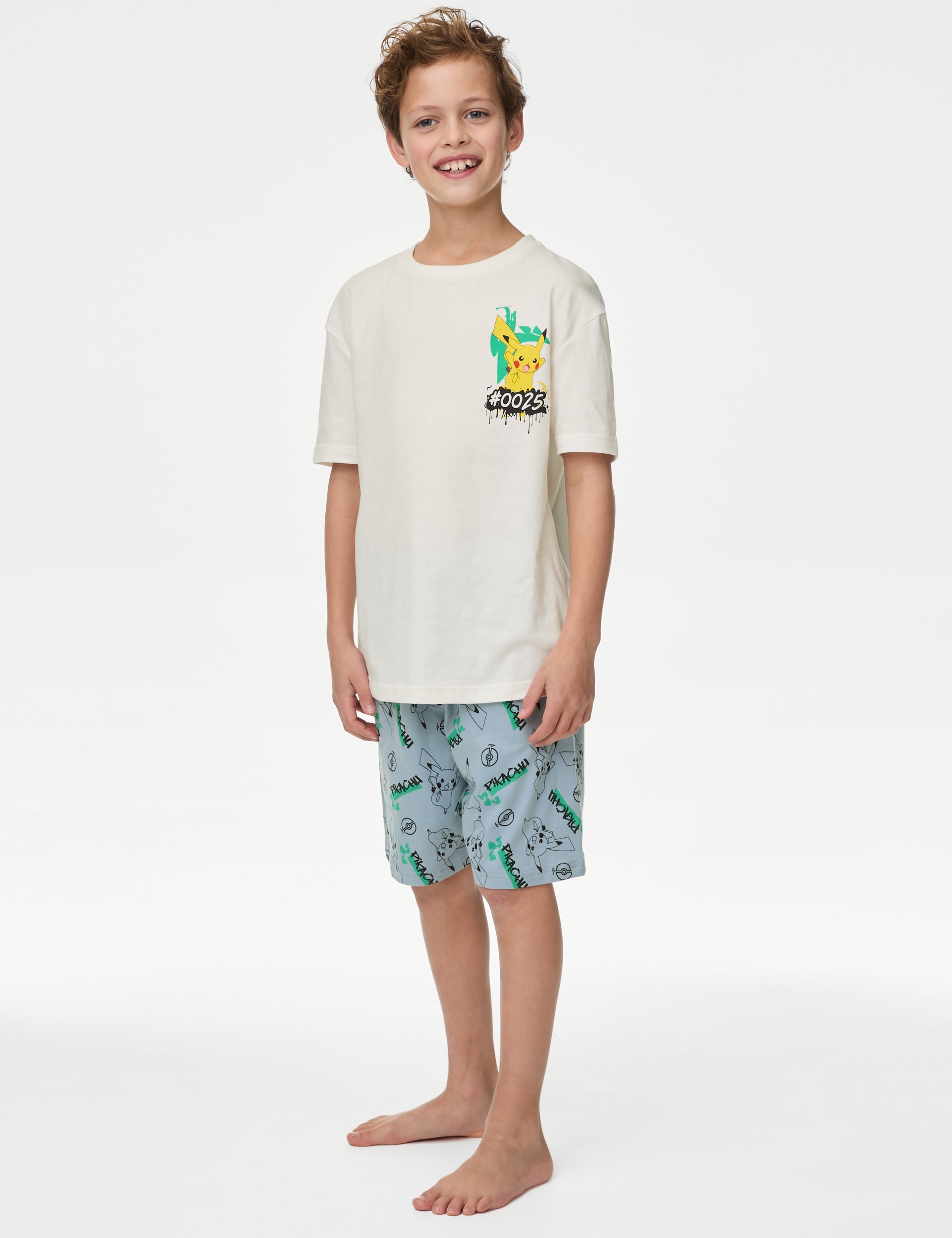 M&S Collection Boys Pure Cotton Pokmon Pyjamas (6-16 Yrs) - 8-9 Y - Ivory Mix, Ivory Mix