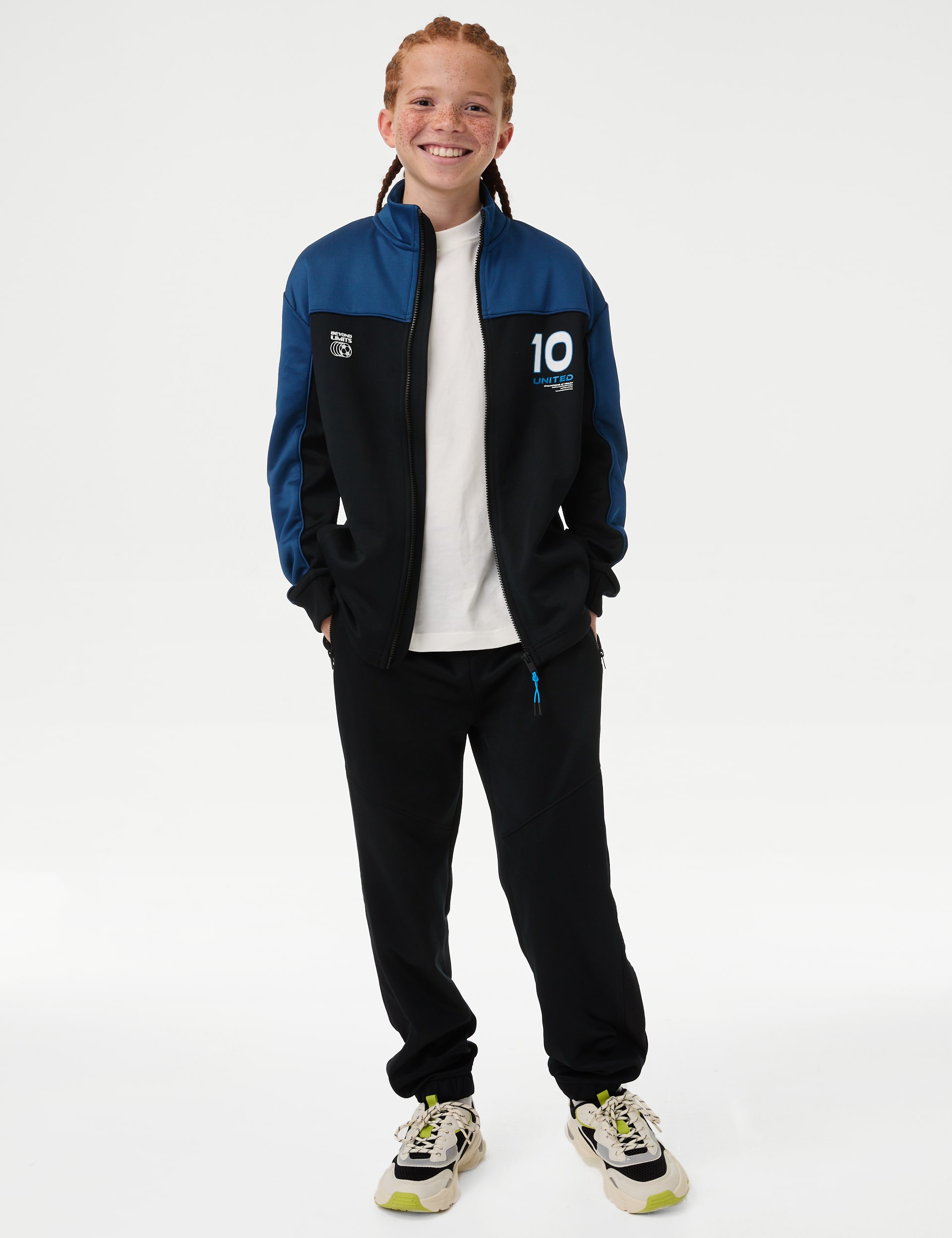 M&S Collection Zip Sports Fleece Jacket (6-16 Yrs) - 8-9 Y - Multi, Multi