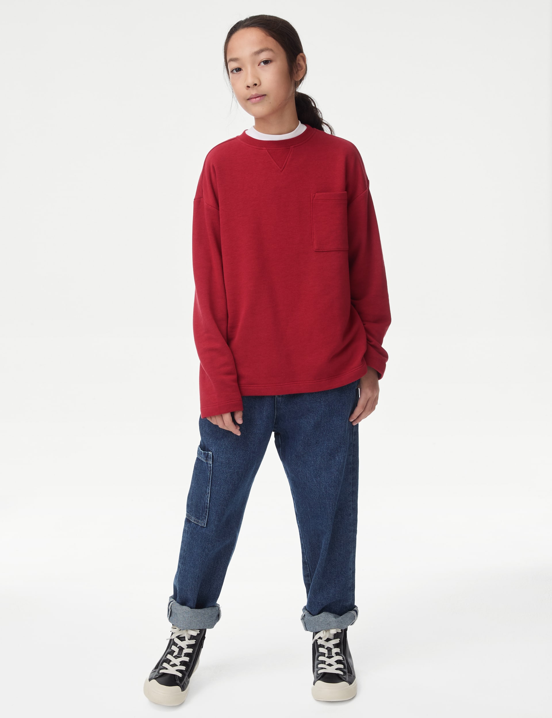 M&S Collection Boys Cotton Rich Top (6-16 Yrs) - 8-9 Y - Red, Stone,Carbon,Red