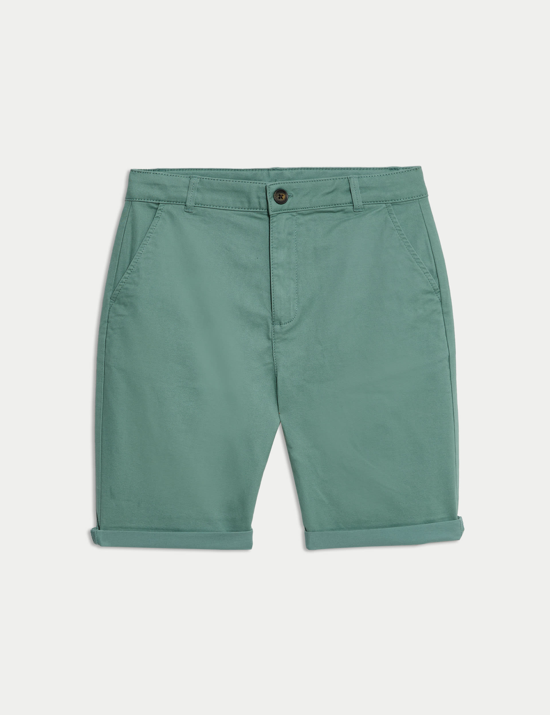 M&S Collection Boys Cotton Rich Chino Shorts (6-16 Yrs) - 14-15 - Green, Green,Stone,Black,Navy