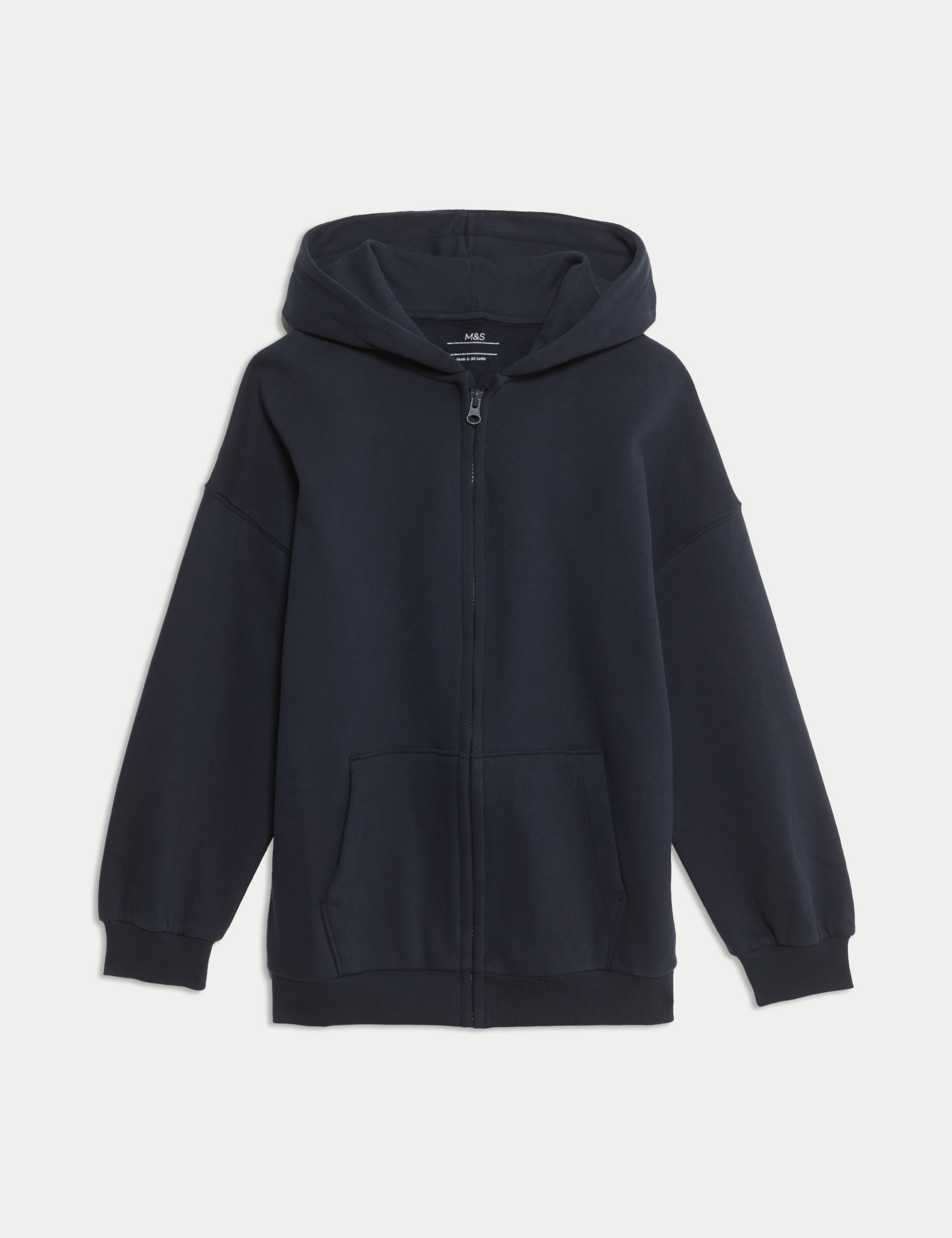 M&S Collection Cotton Rich Plain Hoodie (6-16 Yrs) - 8-9 Y - Navy, Navy,Black