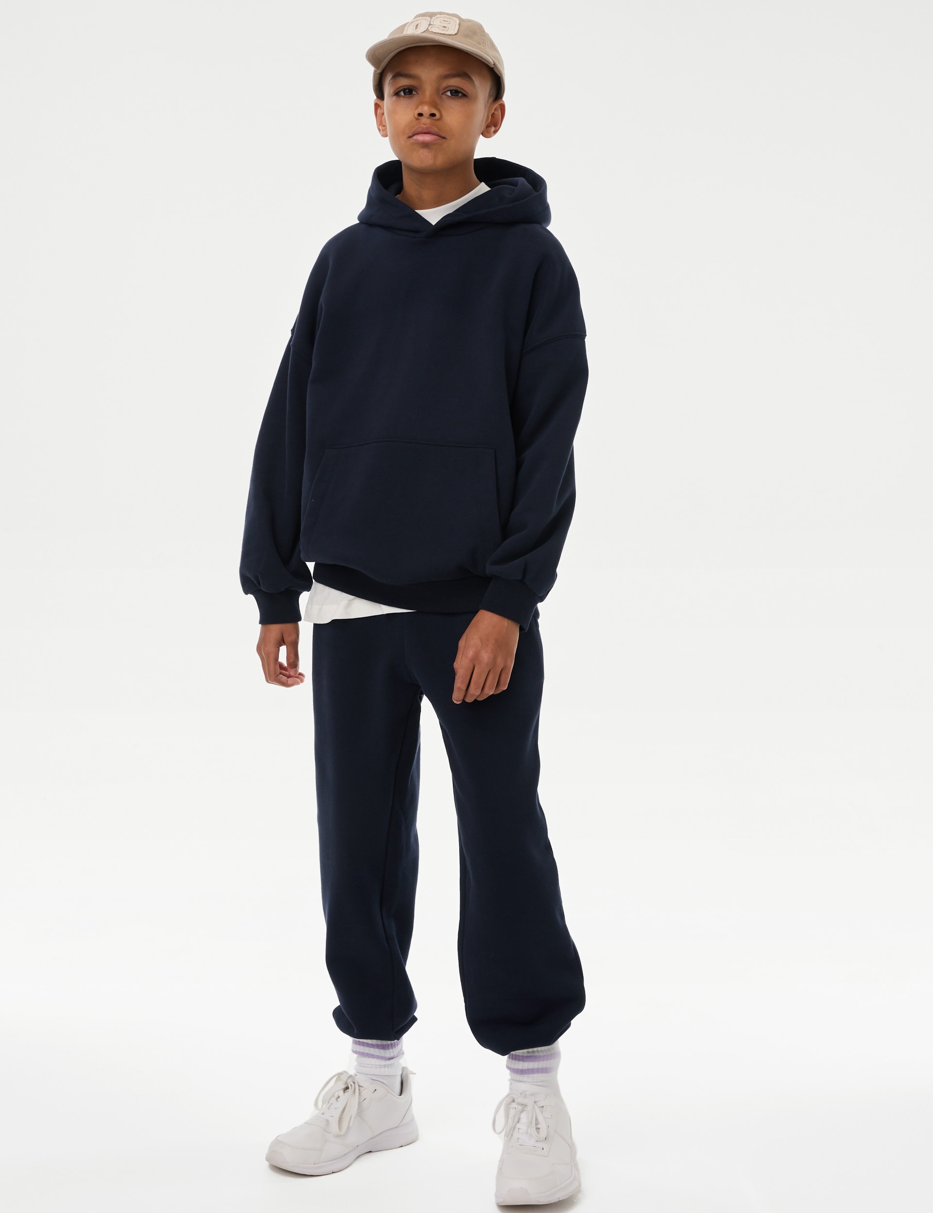 M&S Collection Cotton Rich Joggers (6-16 Yrs) - 8-9 Y - Navy, Light Slate,Dark Grey,Black,Steel Blue