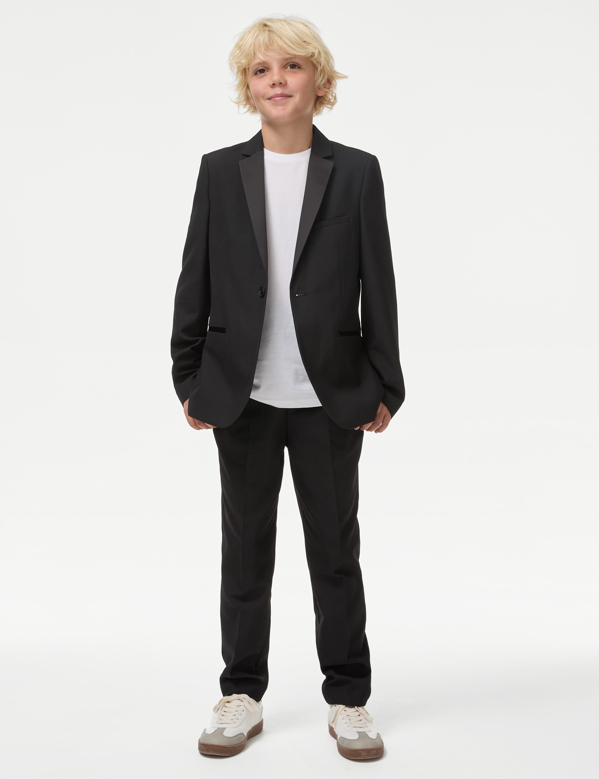 M&S Collection Boys Tuxedo Trousers (6-16 Yrs) - 12-13 - Black, Black