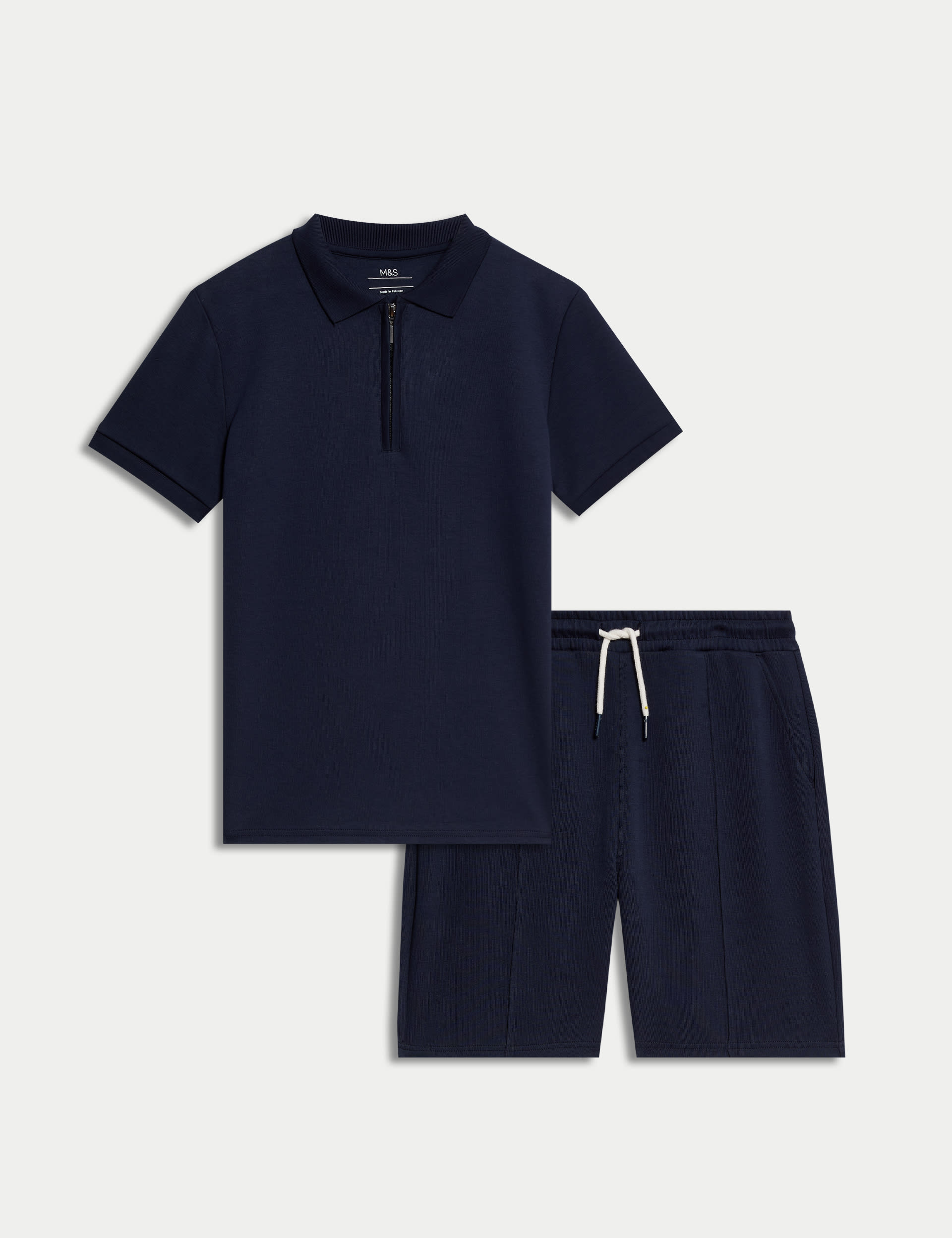 M&S Collection Boys Cotton Rich Top & Bottom Outfit (6-16 Yrs) - 11-12 - Navy, Navy,Grey,Faded Green,Air Force Blue