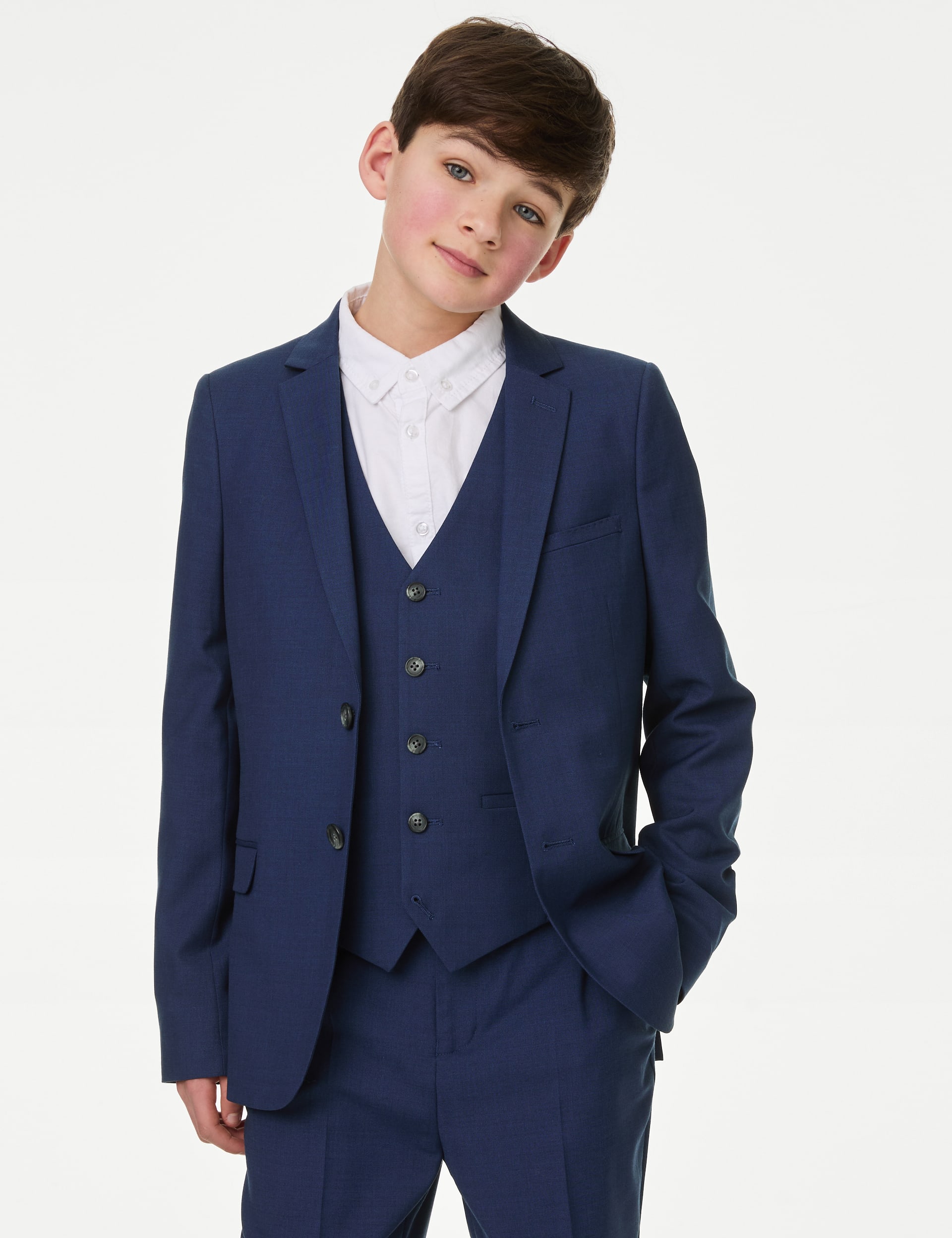 M&S Collection Boys Mini Me Suit Jacket (2-16 Yrs) - 15-16 - Indigo, Indigo