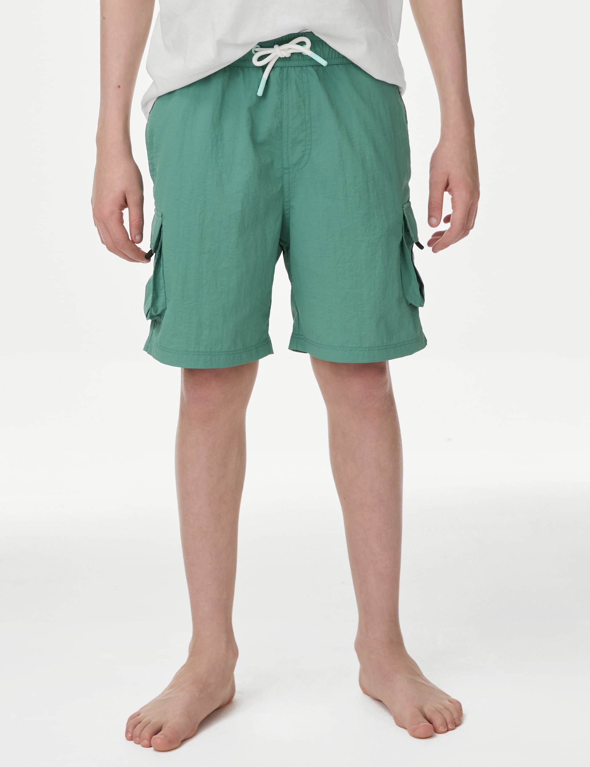 M&S Collection Boys Swim Shorts (2-16 Yrs) - 13-14 - Green, Green,Coral