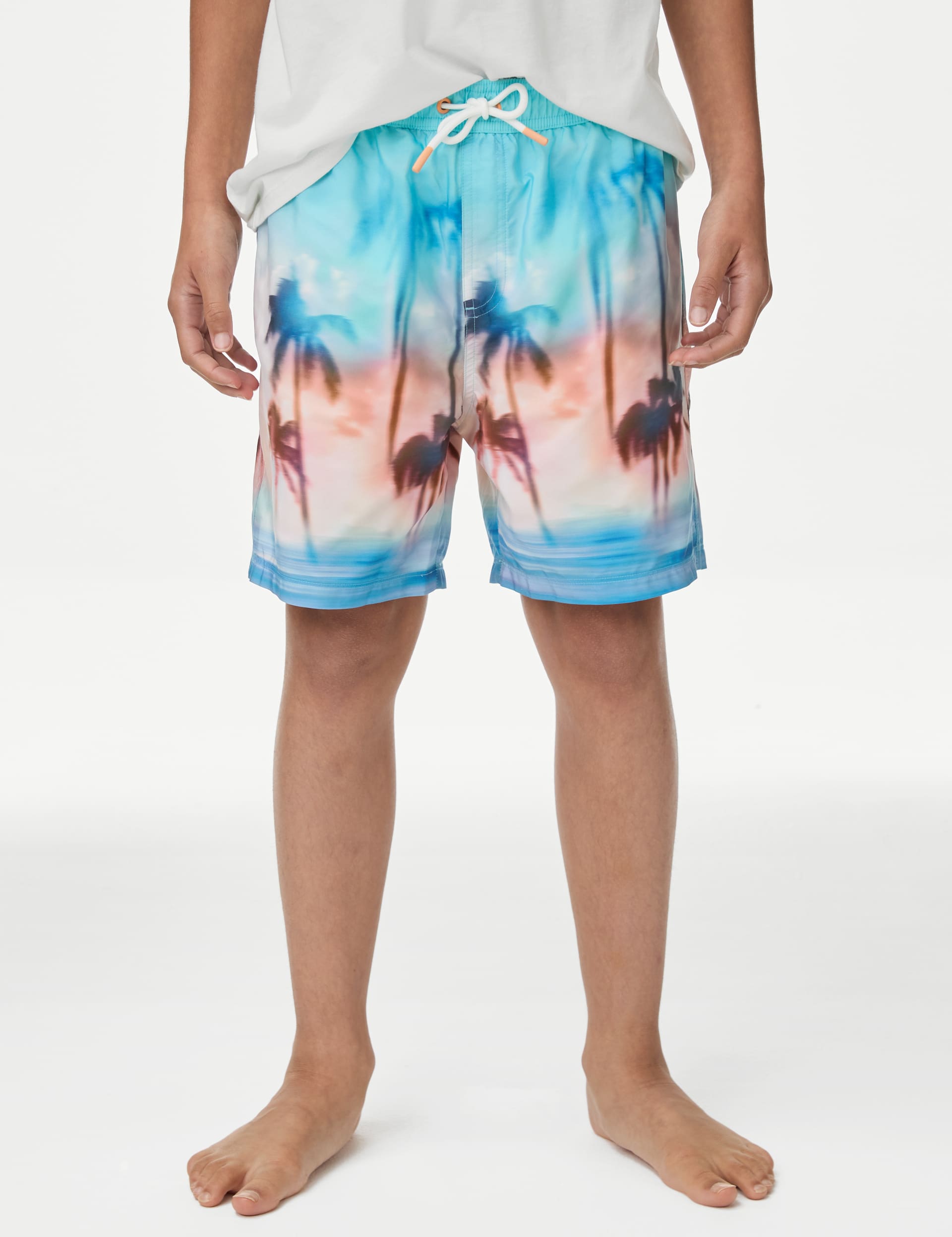 M&S Collection Boys Palm Print Swim Shorts (6-16 Yrs) - 10-11 - Multi, Multi