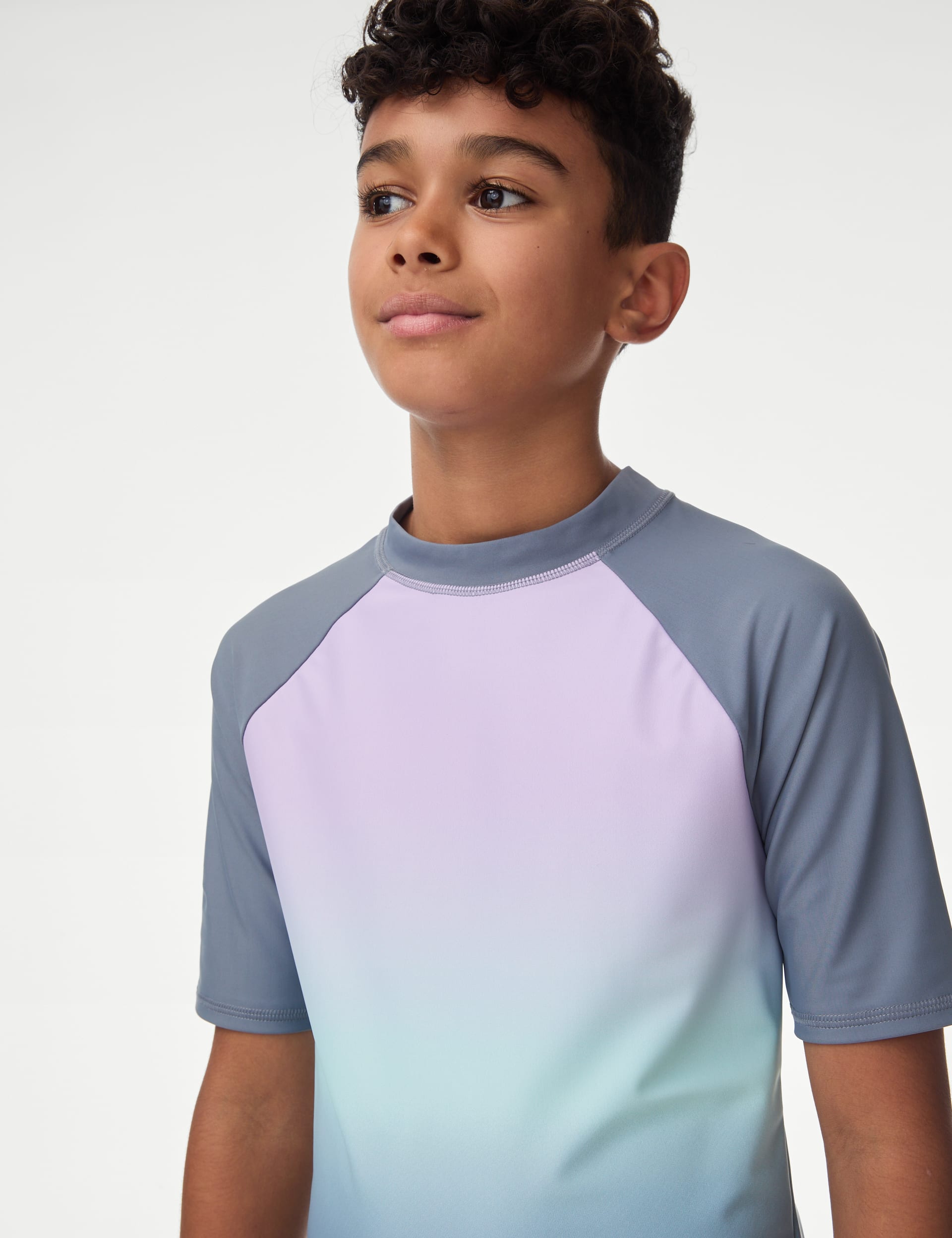 M&S Collection Boys Ombre Rash Vest (6-16 Yrs) - 9-10Y - Blue Mix, Blue Mix