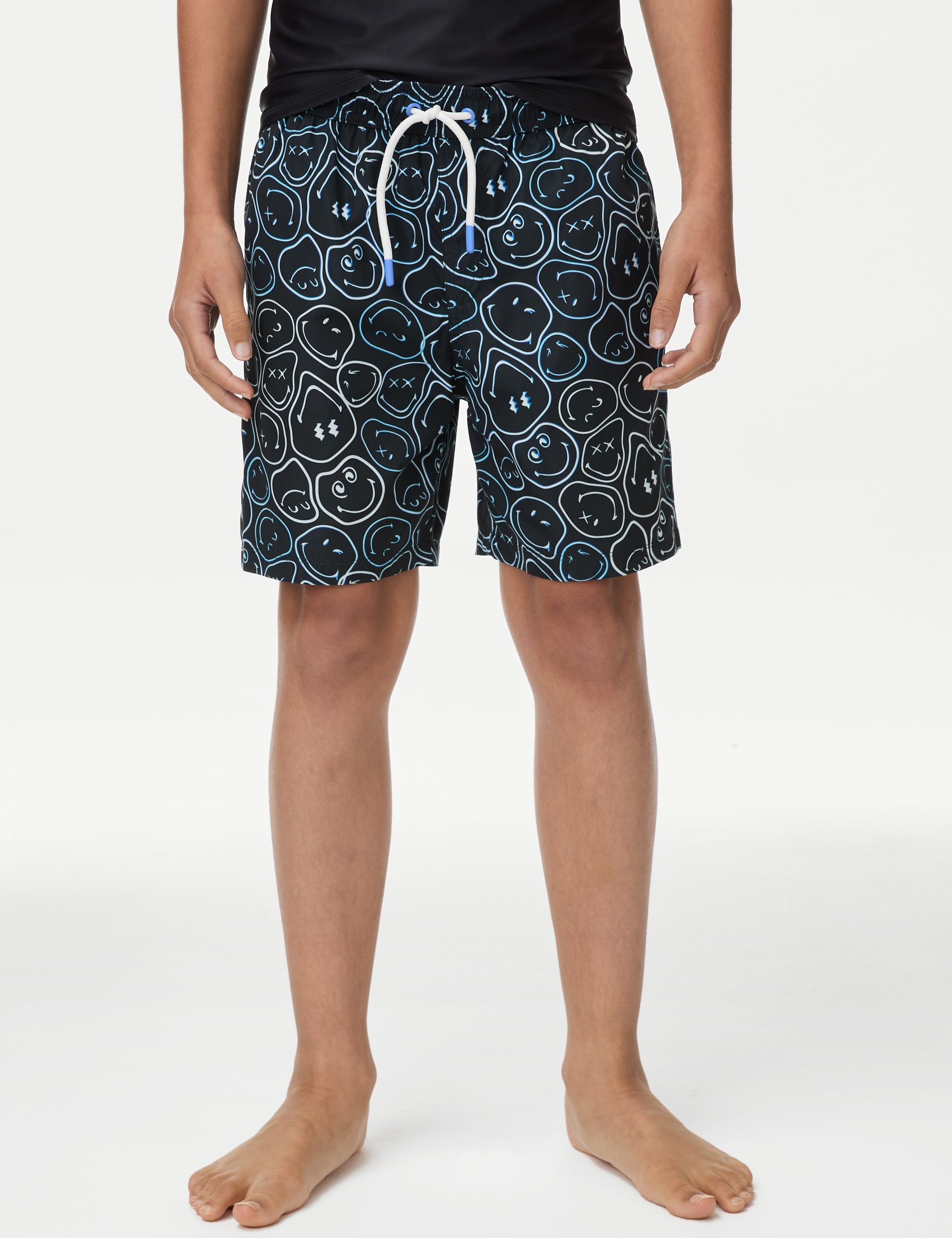 M&S Collection Boys SmileyWorld Swim Shorts (6-16 Yrs) - 8-9 Y - Black, Black