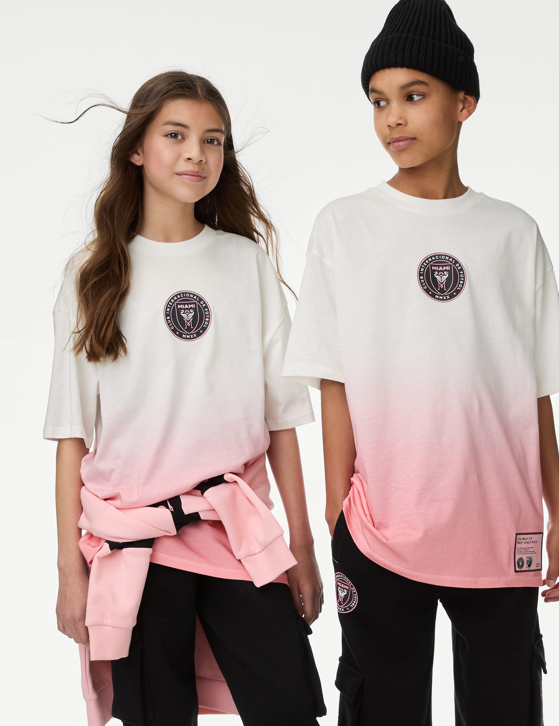 M&S Collection Inter Miami Pure Cotton T-Shirt (6-16 Yrs) - 7-8 Y - Pink, Pink