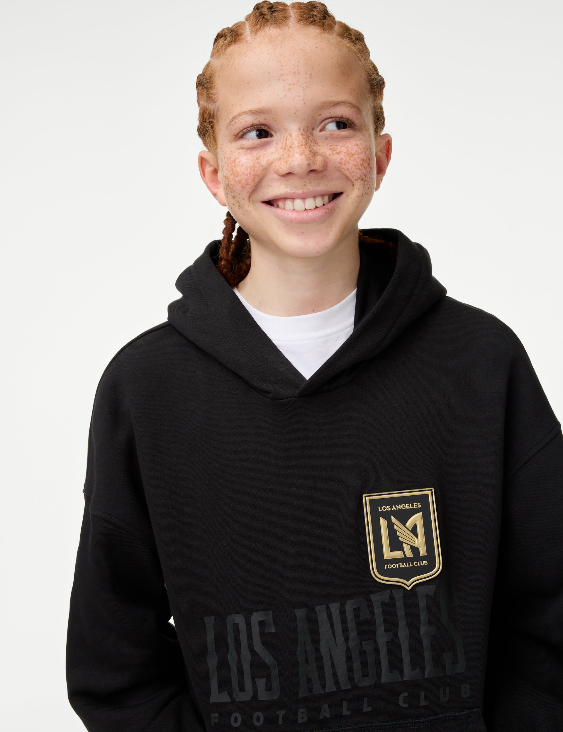 M&S Collection Cotton Rich LAFC Hoodie (6-16 Yrs) - 10-11 - Black, Black