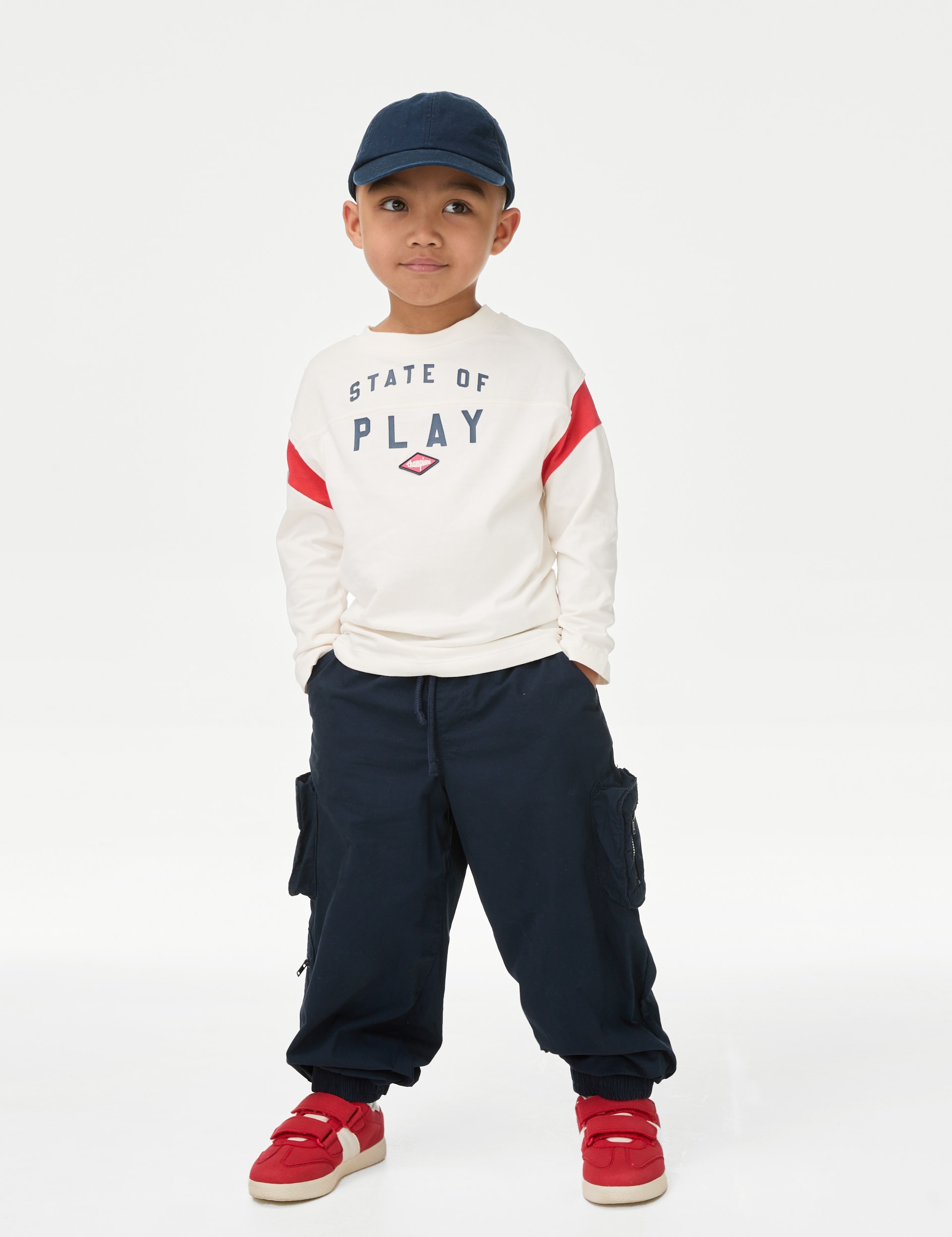 M&S Collection Boys Pure Cotton State of Play Top (2-8 Years) - 3-4 Y - Cream Mix, Cream Mix