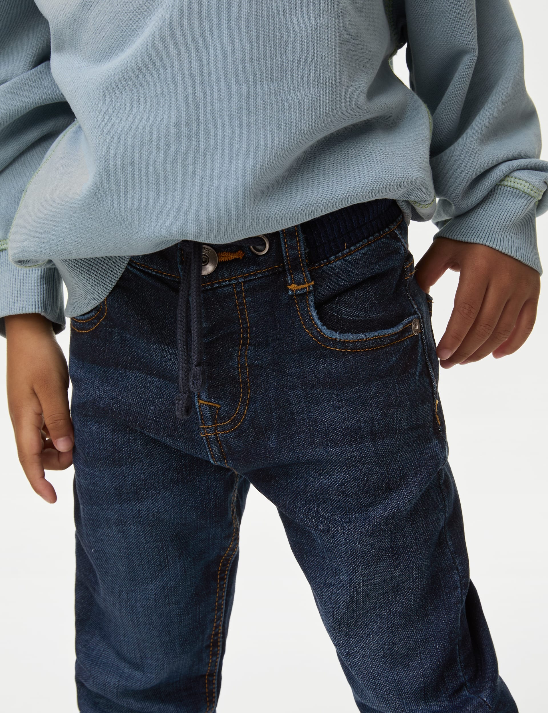 M&S Collection Boys Regular Cotton Rich Elasticated Waist Jeans (2-8 Yrs) - 2-3 Y - Dark Denim, Dark