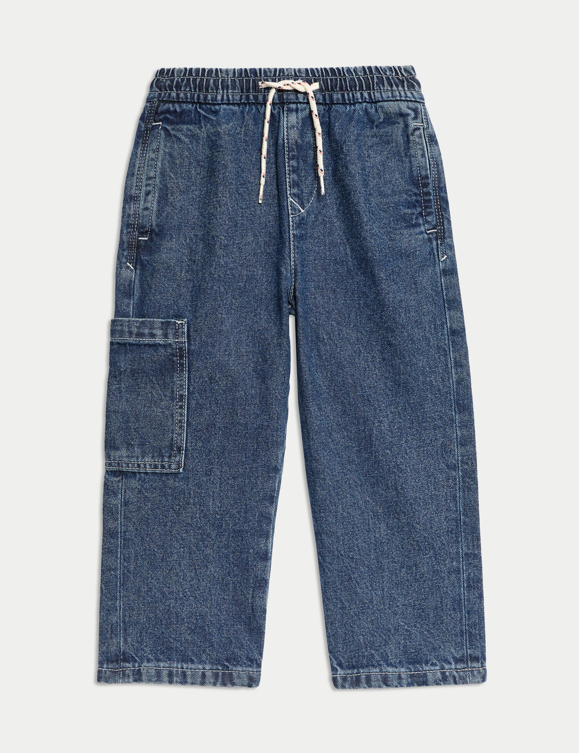 M&S Collection Boys Elasticated Waist Side Pocket Denim Jeans (2-8 Yrs) - 6-7 Y - Dark Denim, Dark D