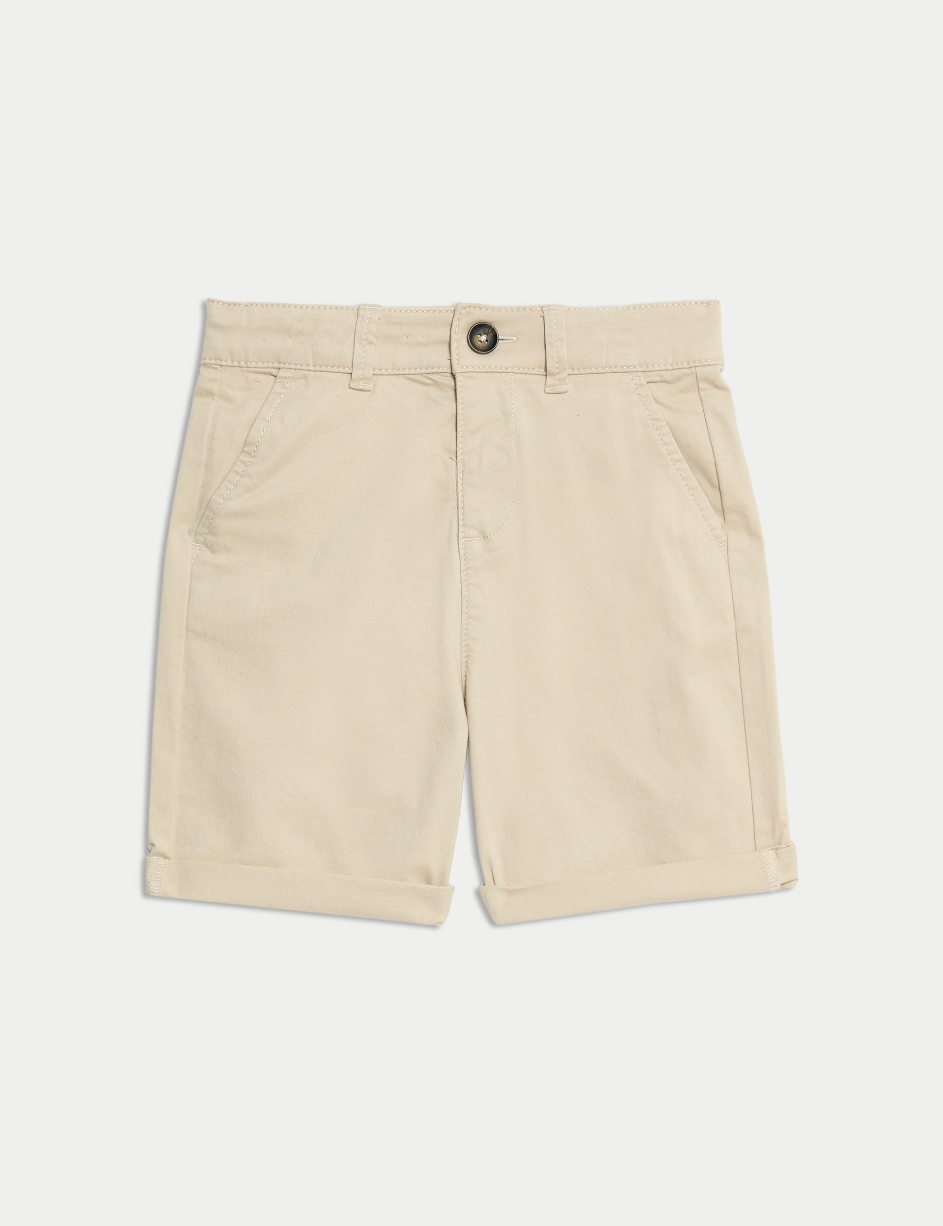 M&S Collection Boys Cotton Rich Chino Shorts (2-8 Yrs) - 5-6 Y - Natural, Pink,Navy,Blue,Natural