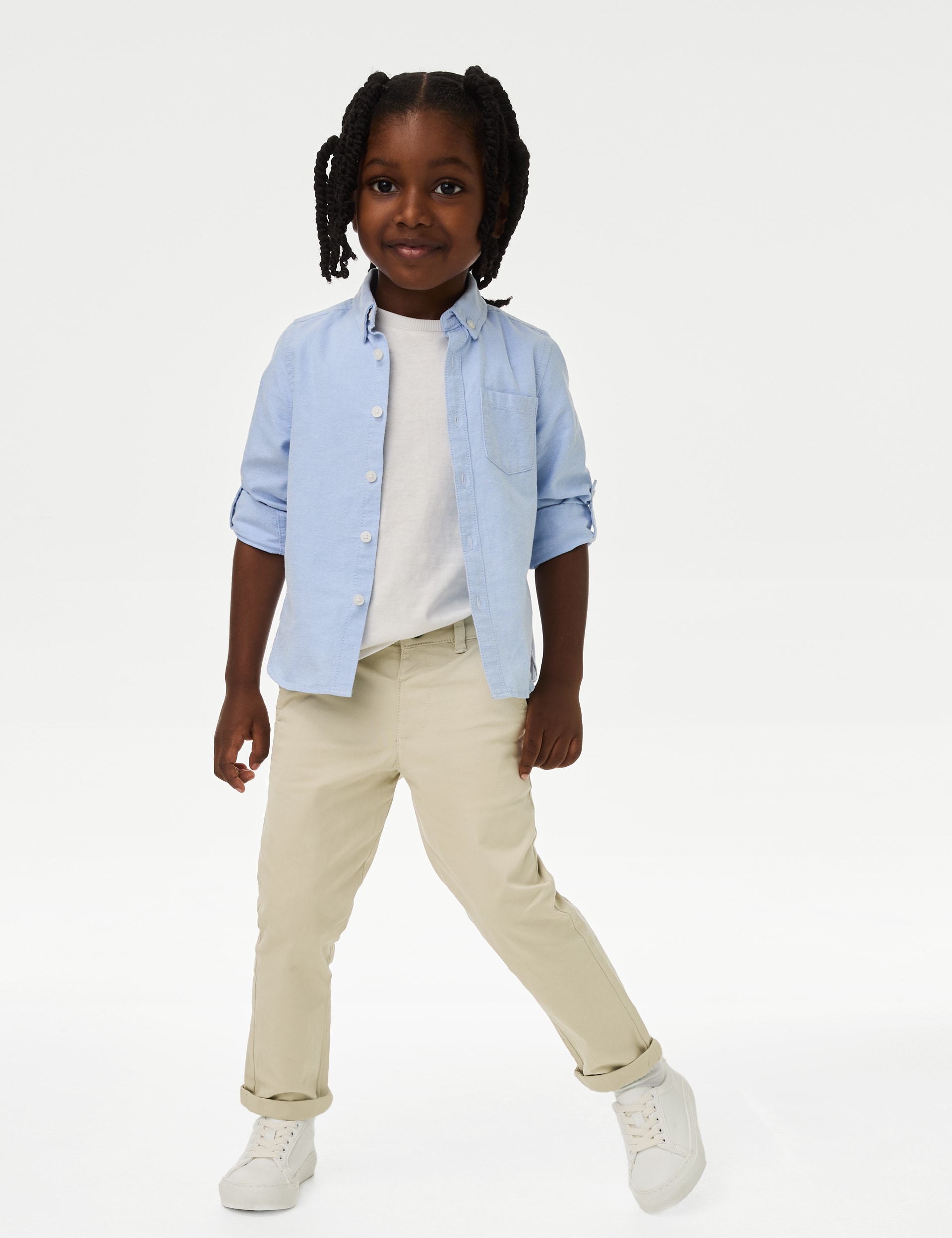 M&S Collection Boys Cotton Rich Chinos (2-8 Yrs) - 4-5 Y - Natural, Navy,Stone,Black,Light Green,Nat