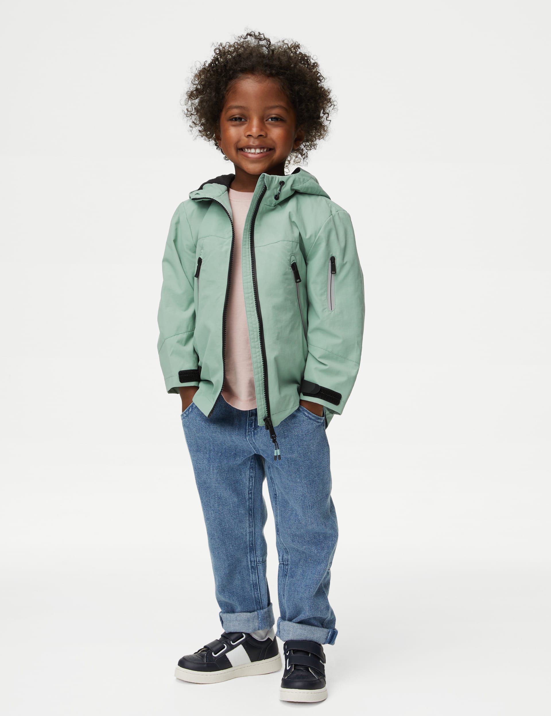 M&S Collection Boys Stormwear Fleece Lined Hooded Jacket (2-8 Yrs) - 3-4 Y - Green, Green