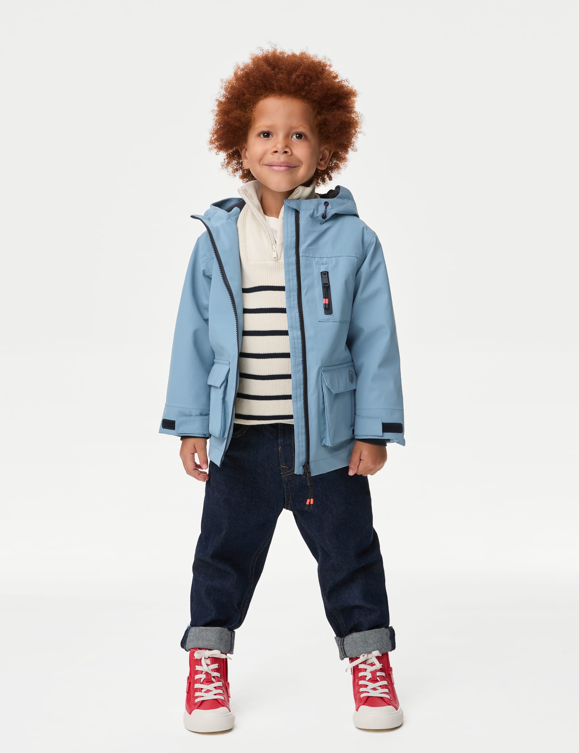 M&S Collection Boys Stormwear Hooded Jacket (2-8 Yrs) - 3-4 Y - Blue, Blue