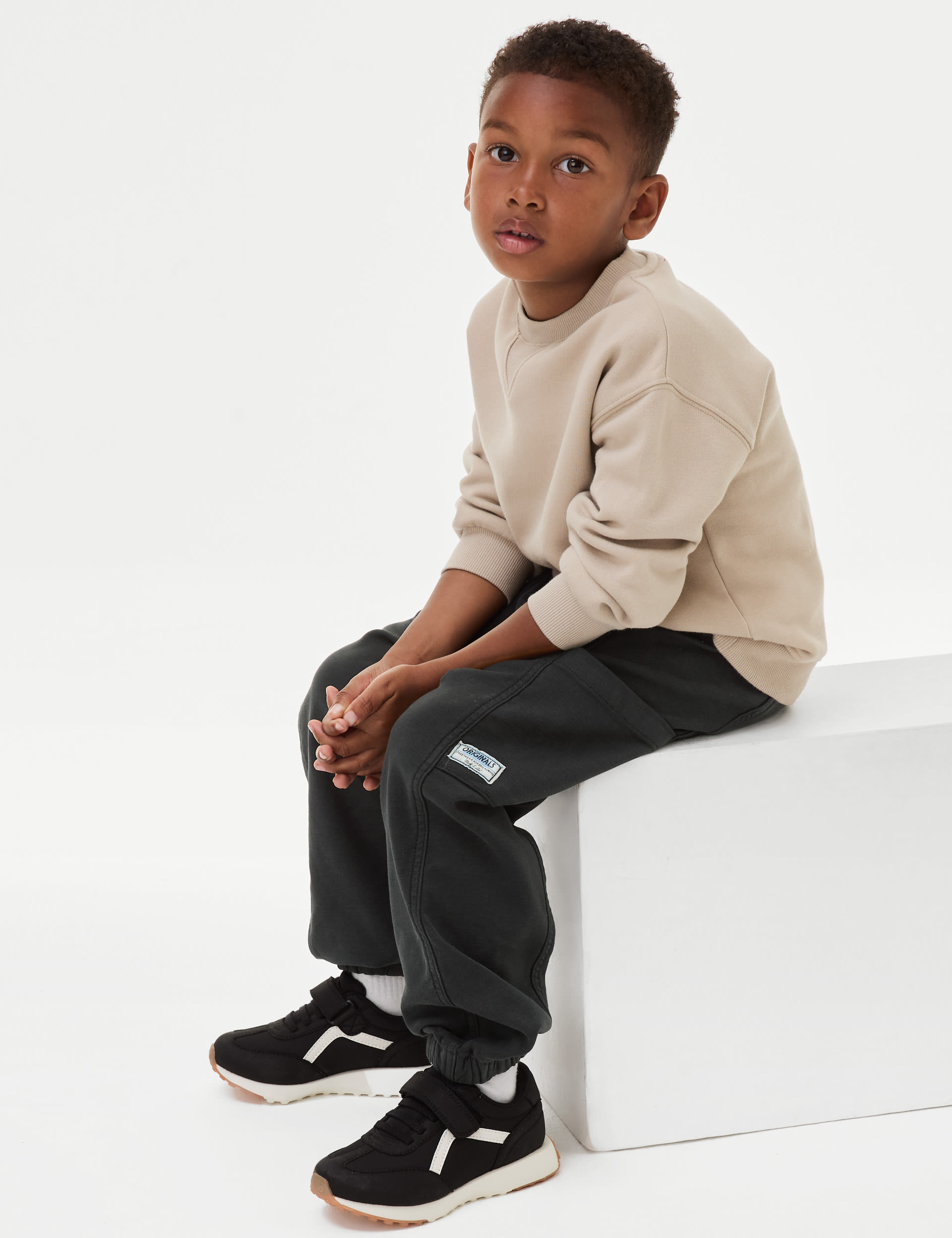 M&S Collection Boys Cotton Rich Cargos (2-8 Yrs) - 4-5 Y - Black, Neutral,Green,Air Force Blue,Black