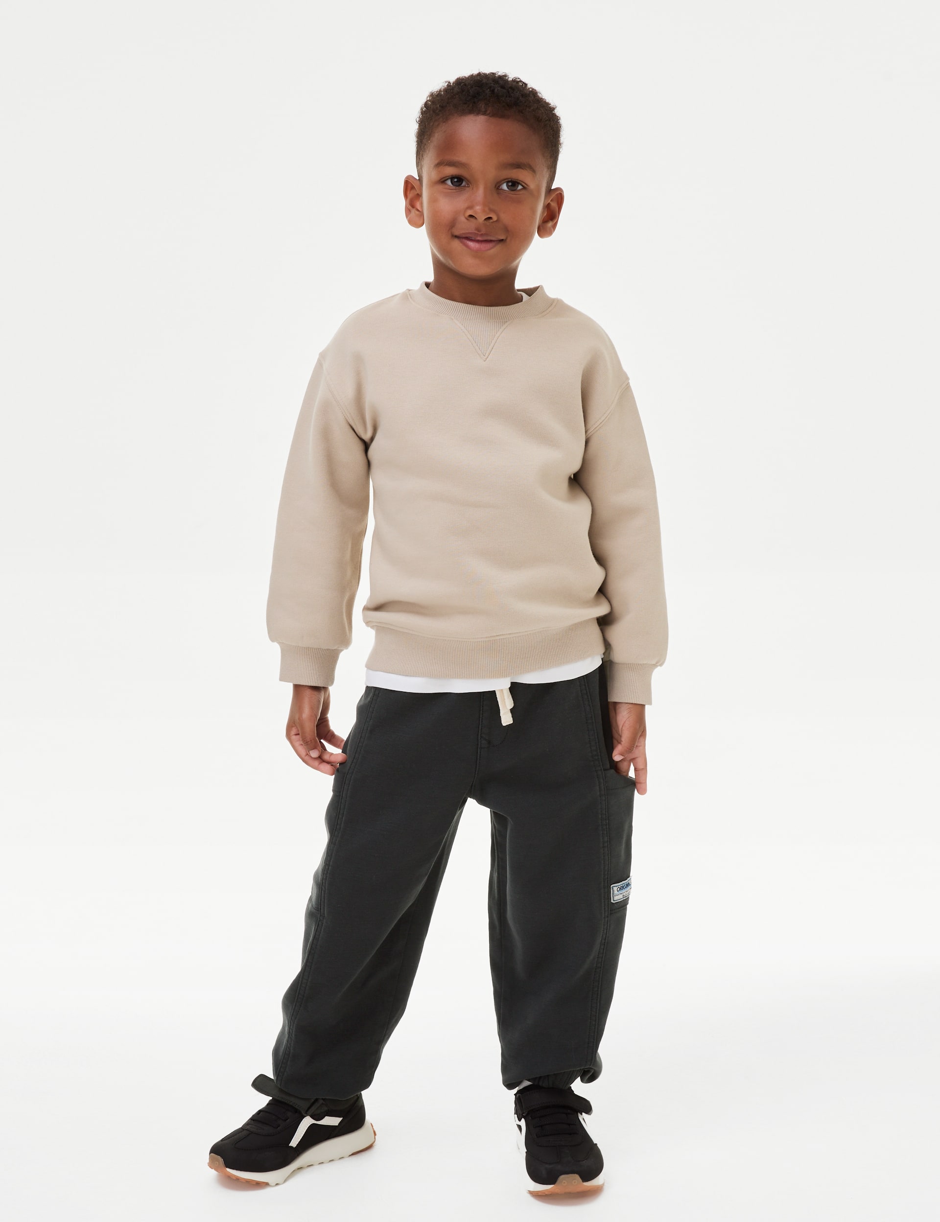 M&S Collection Boys Cotton Rich Cargos (2-8 Yrs) - 4-5 Y - Black, Air Force Blue,Black,Green,Neutral