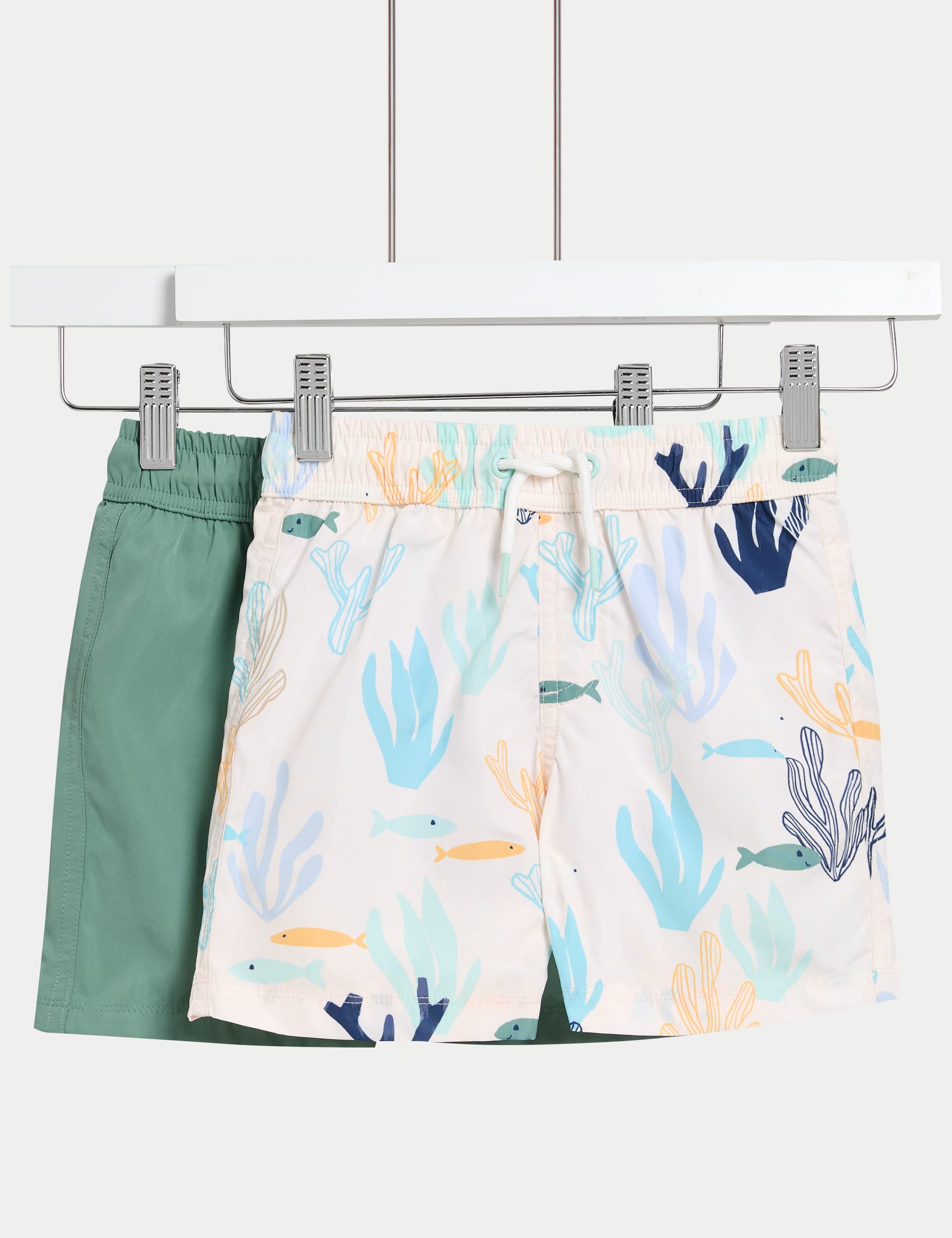 M&S Collection Boys 2 Pack Sea Scene Swim Shorts (2-8 Yrs) - 4-5 Y - Multi, Multi