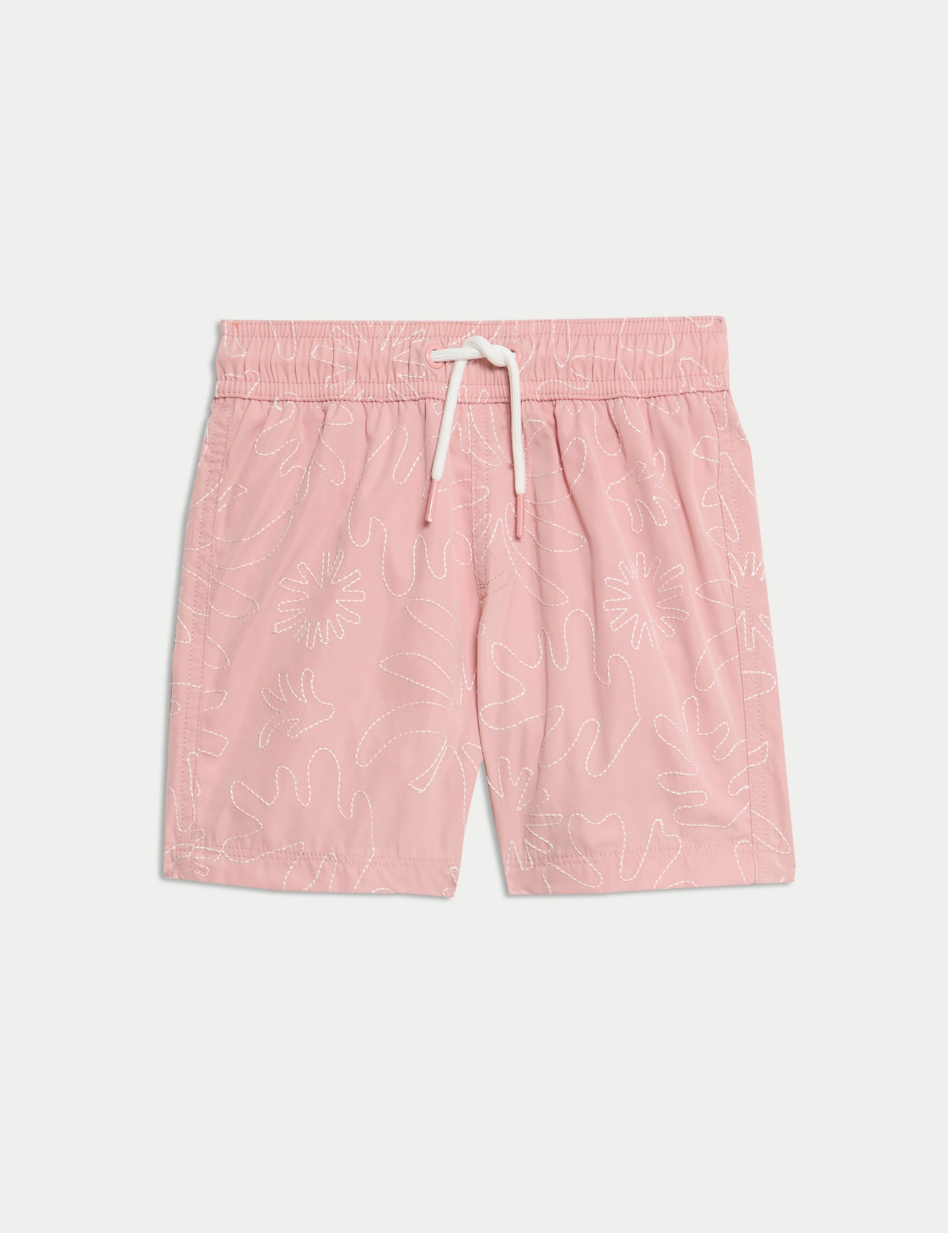 M&S Collection Boys Embroidered Leaf Swim Shorts (2-8 Yrs) - 5-6 Y - Pink, Pink