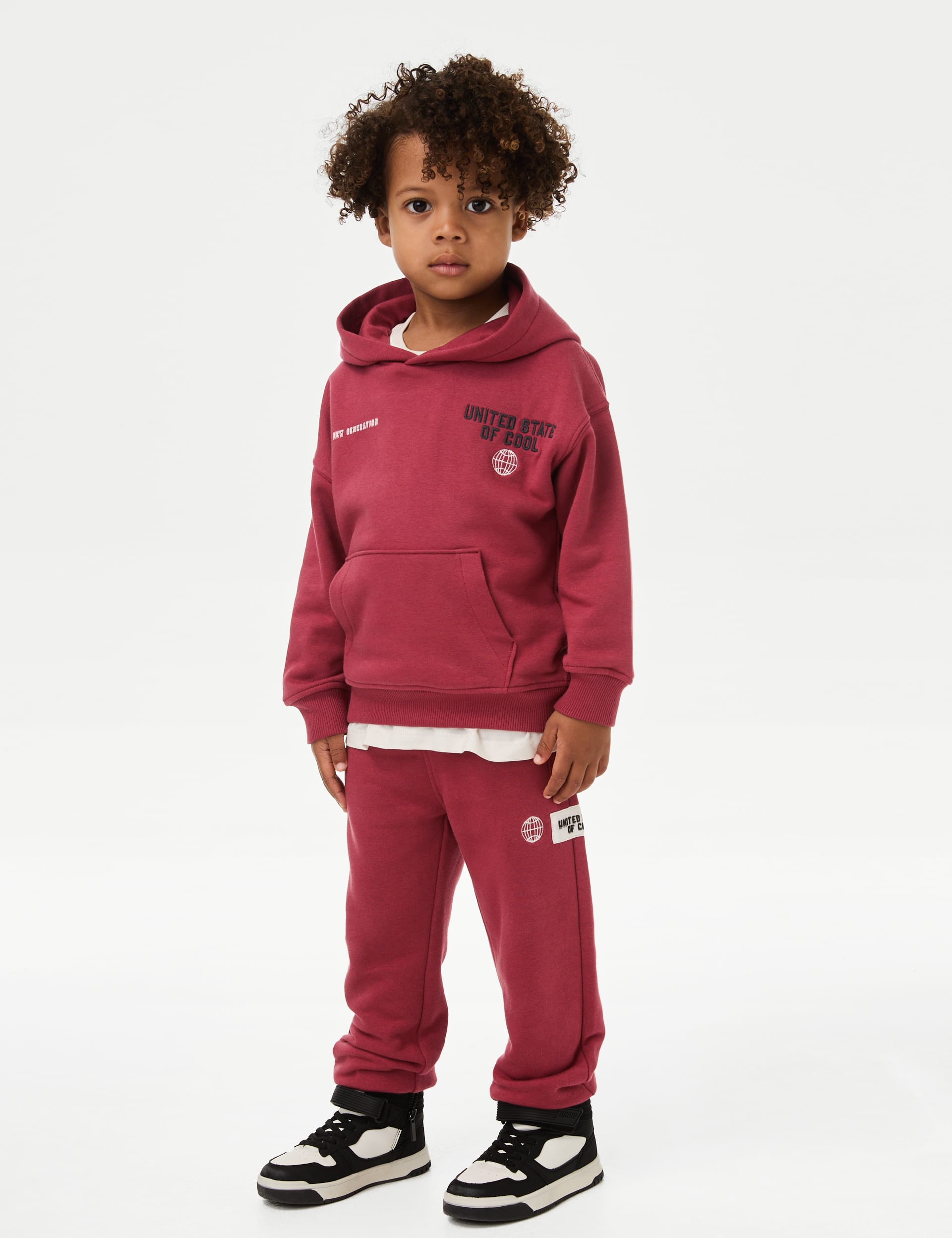 M&S Collection Boys 2pc Cotton Rich Graphic Hoodie Outfit (2-8 Yrs) - 3-4 Y - Red, Red