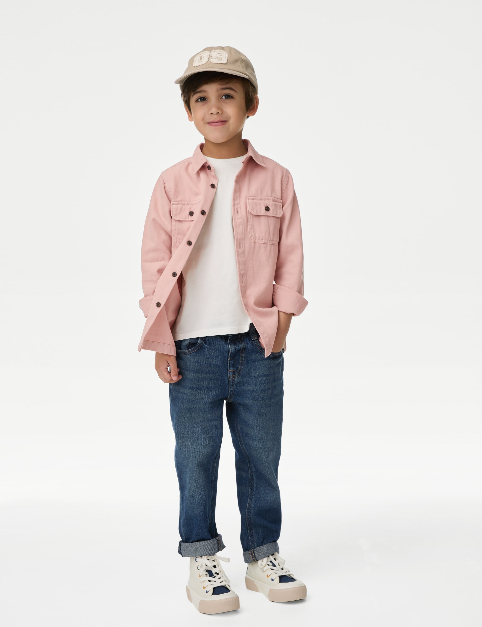 M&S Collection Boys 2pc Pure Cotton Shirt & T-Shirt Set (2-16 Yrs) - 5-6 Y - Light Pink, Light Pink